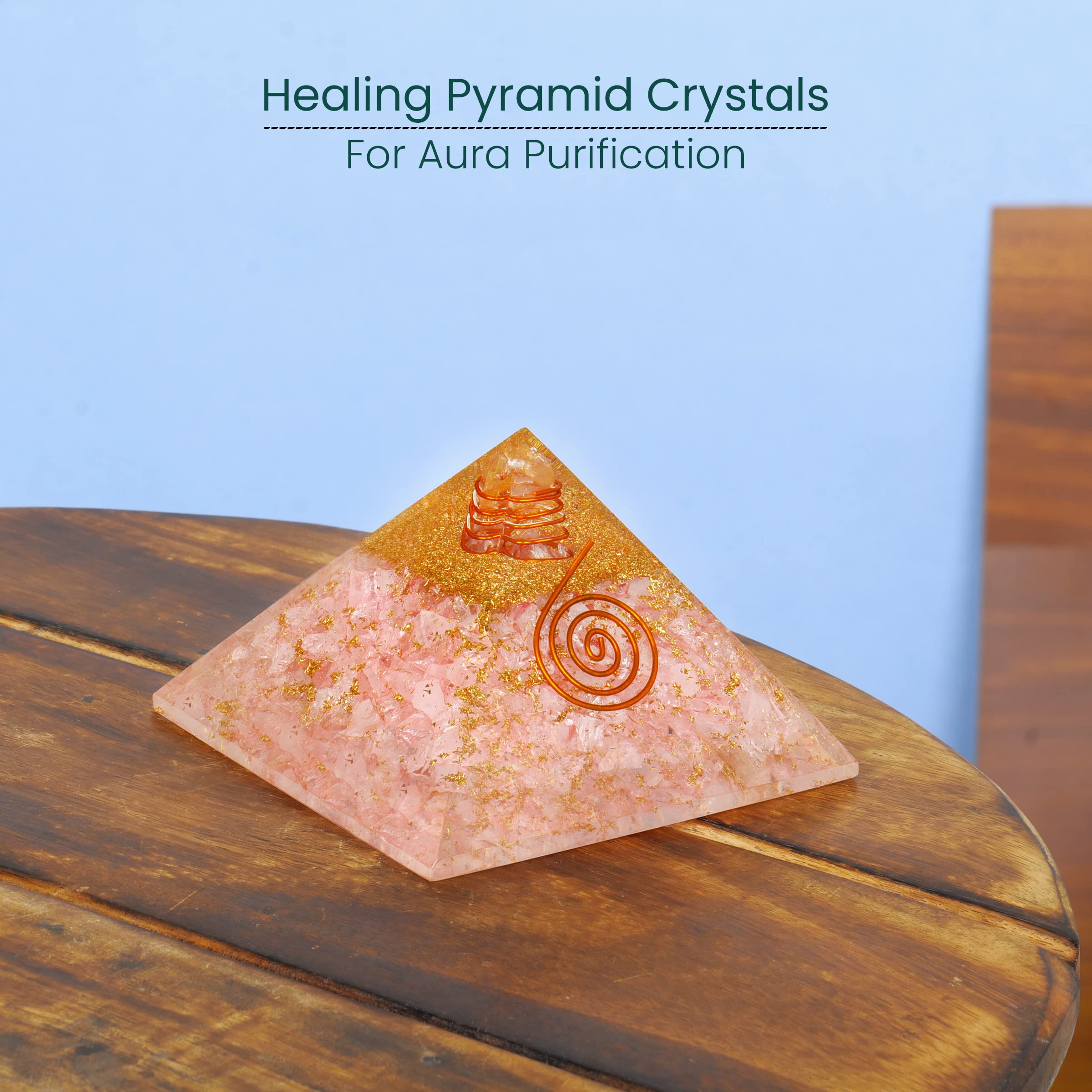 Rose Quartz Crystal Pyramid - Healing Energy Stone for Desk Decor, Feng Shui Gift & Paperweight | Perfect for Meditation, Office & Home Décor
