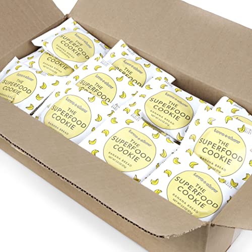 Love + Chew Gluten-Free Vegan Banana Bread Cookies - Healthy Paleo Non-GMO Snacks - High Protein Almond Soft Baked Cookies - Individually Wrapped Bulk Box (2oz Each, 60 Count) - Perfect for School Lunches, Office Snacks & On-the-Go Energy
