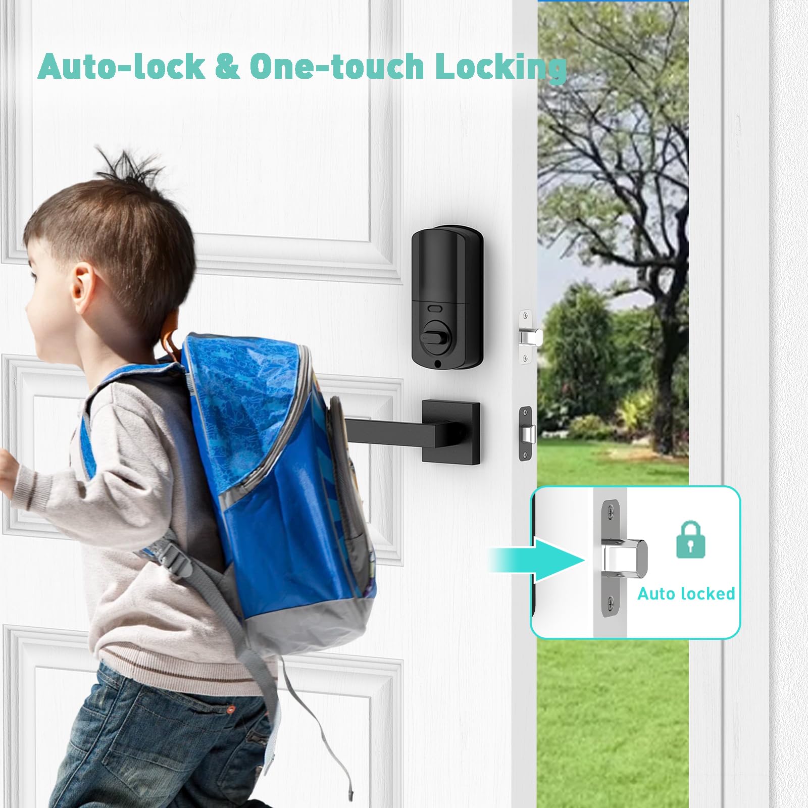 Smart WiFi Front Door Lock Set - Electronic Keypad Deadbolt with Fingerprint & Keyless Entry | Alexa Compatible Smart Lock with Handle | Ideal for Home Security & Smart Home Automation (Black)