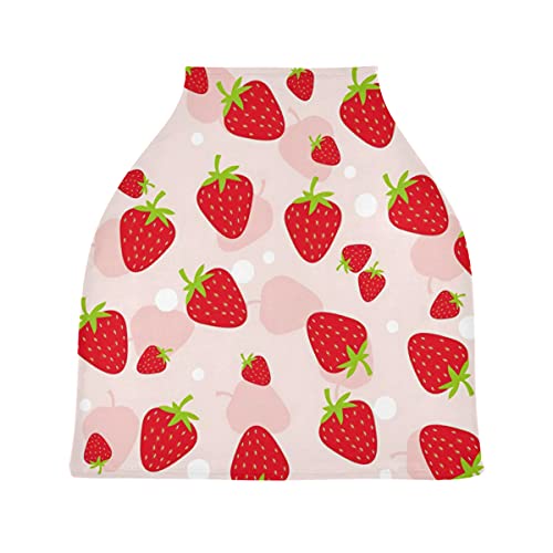 Strawberry Baby Car Seat Cover - Universal Stroller & Shopping Cart Cover, Multi-Use Car Seat Canopy for Infants & Nursing Mothers | Perfect for Travel, Shopping & Breastfeeding in Public