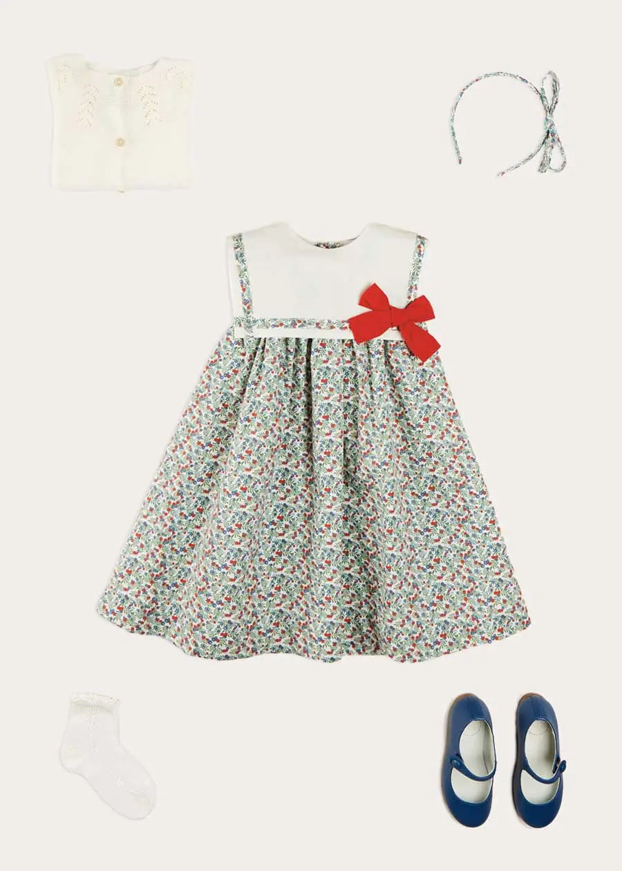 Evelyn Floral Trapeze Dress for Girls - Elegant Summer Party & Special Occasion Outfit