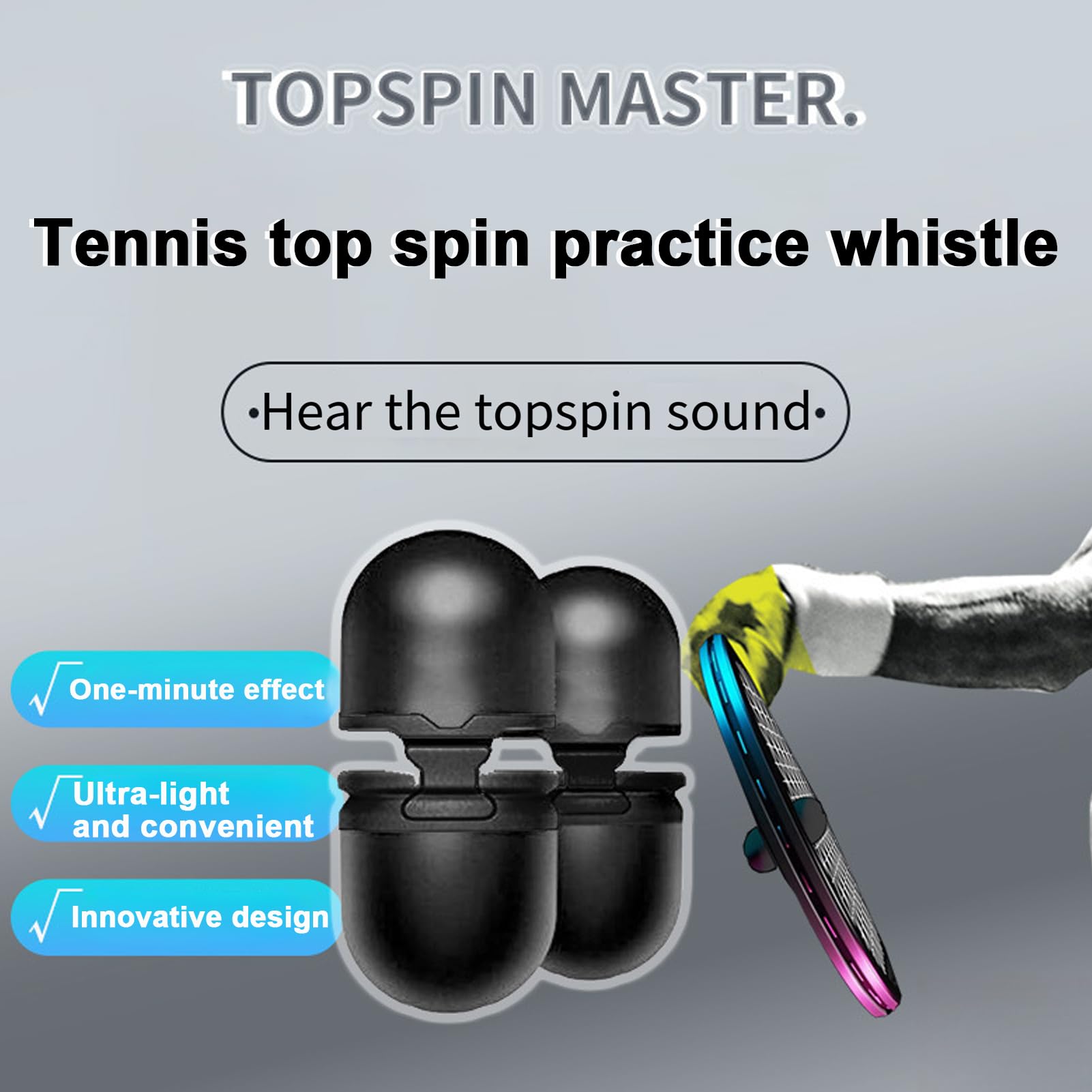 Tennis Topspin Whistle Trainer - 2Pcs Lightweight Swing Aid for Beginners | Spin Control Practice