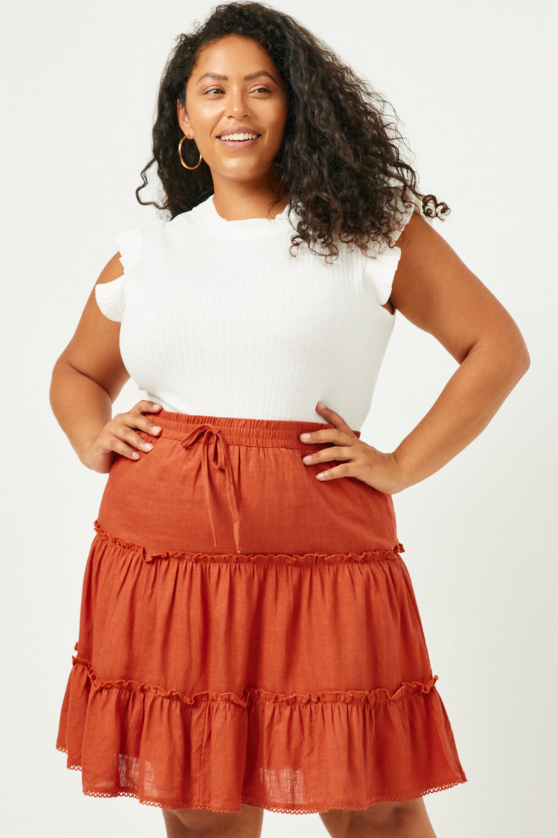 Women's Crochet Hem Tiered Ruffle Skirt - Boho Flowy Midi Skirt for Summer, Beach, and Casual Outfits | Perfect for Vacations, Dates, and Outdoor Events