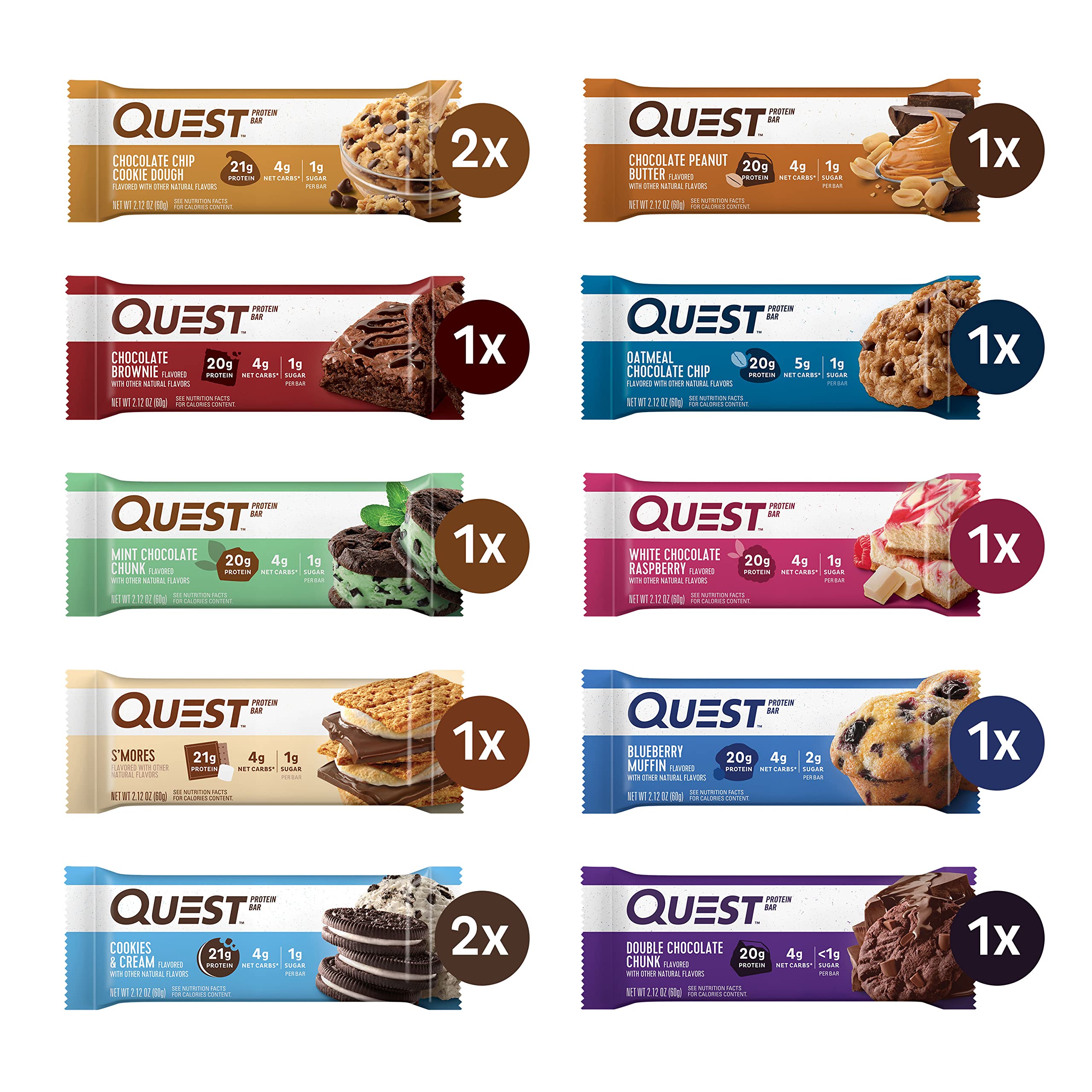 Pure Protein Bars & Quest Nutrition Protein Bars Variety Pack - 18+12 High Protein, Gluten Free Snacks for Gym, Hiking & Weight Loss