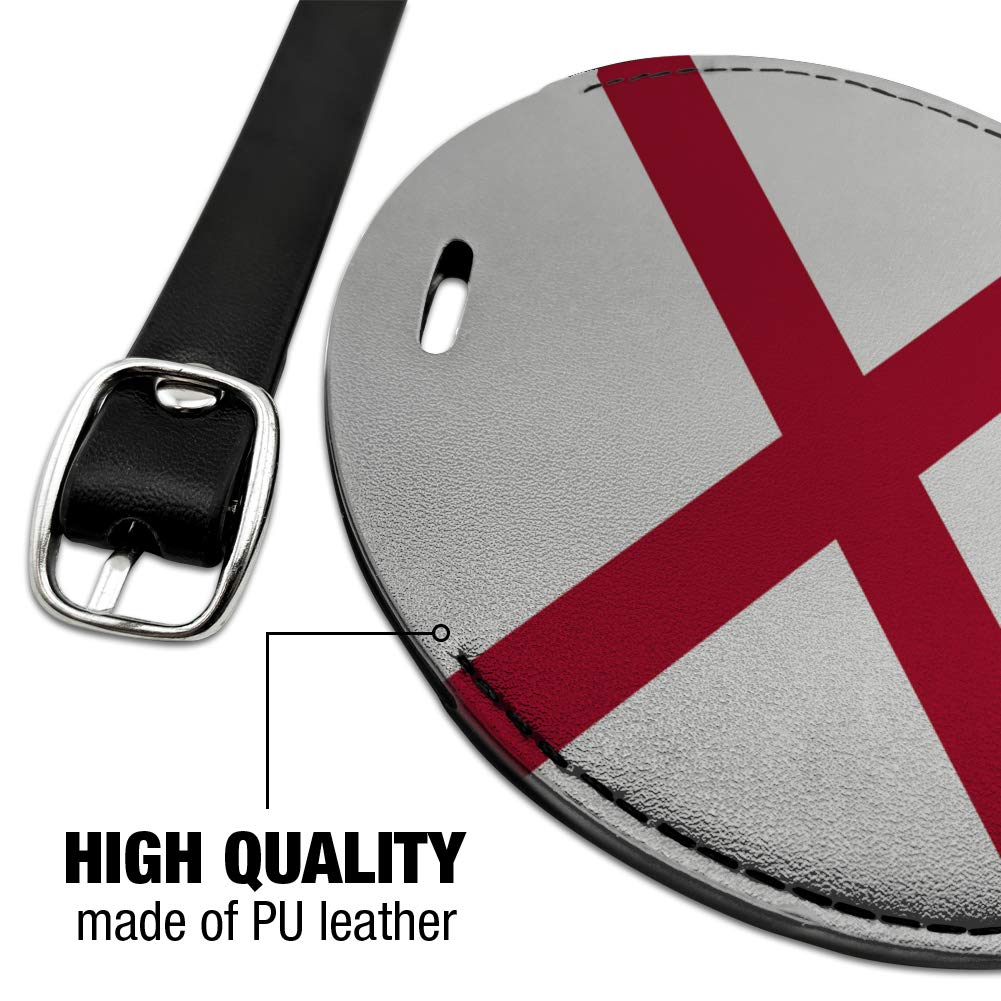 Alabama State Flag Round Leather Luggage Tag - Personalized Suitcase ID Tag for Travel Bags, Carry-Ons & Backpacks - Perfect for Travel Identification & Gift Giving