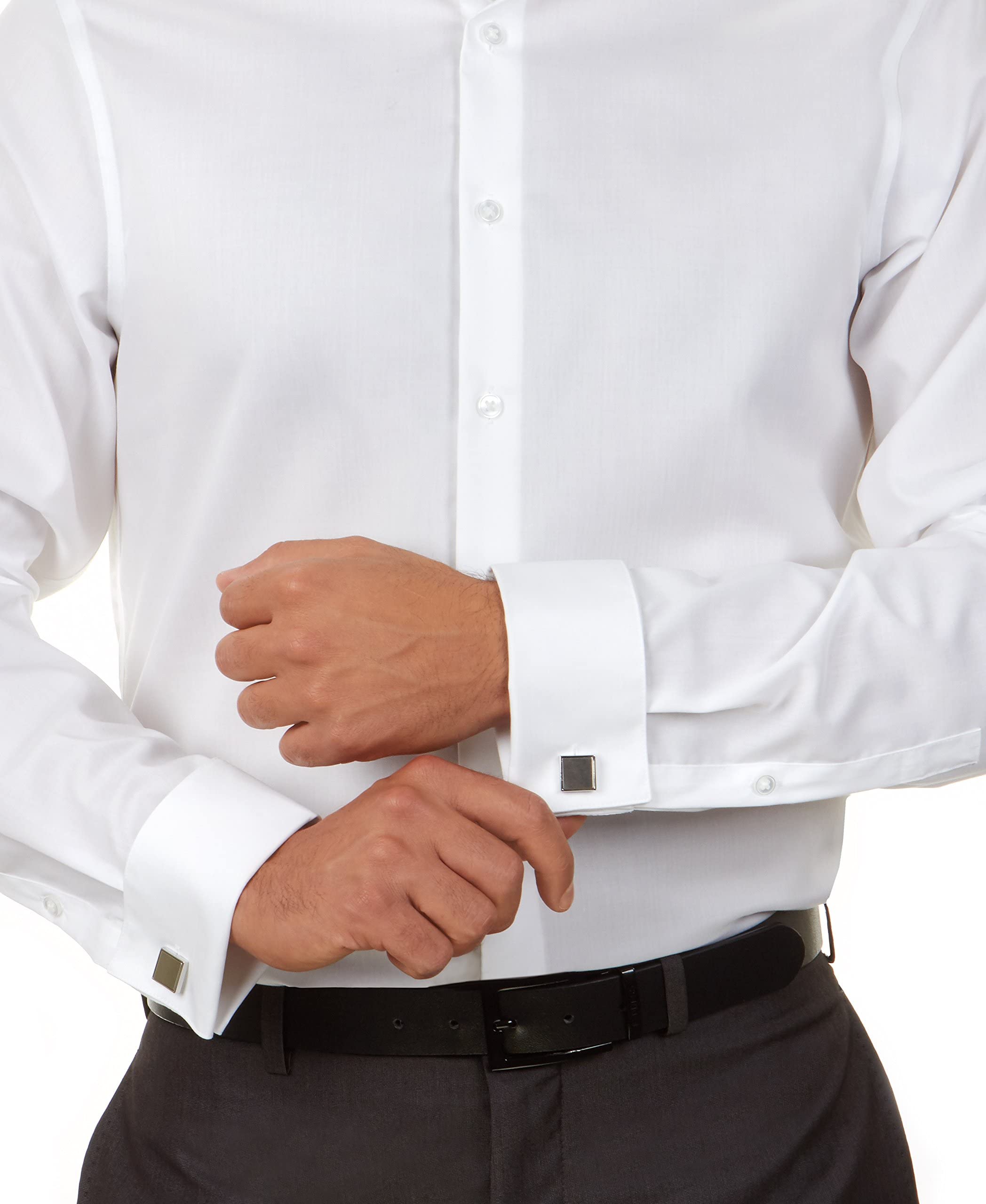 Calvin Klein Men's Non-Iron Dress Shirt - Herringbone Pattern, Spread Collar | Perfect for Business, Office & Formal Occasions