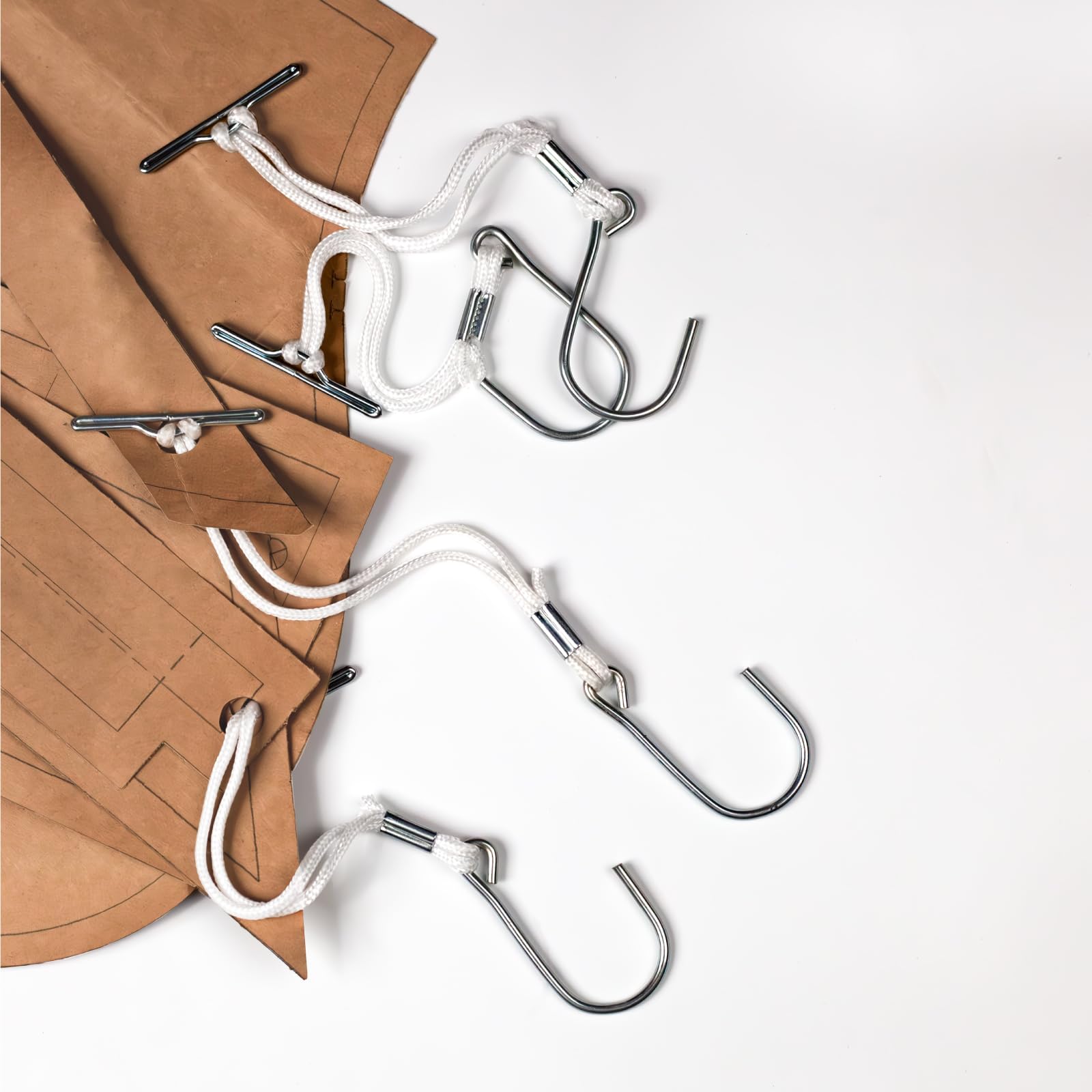 24 PCS Steel Sewing Hooks with T-Bar & Cord - for Pattern Storage & Hanging