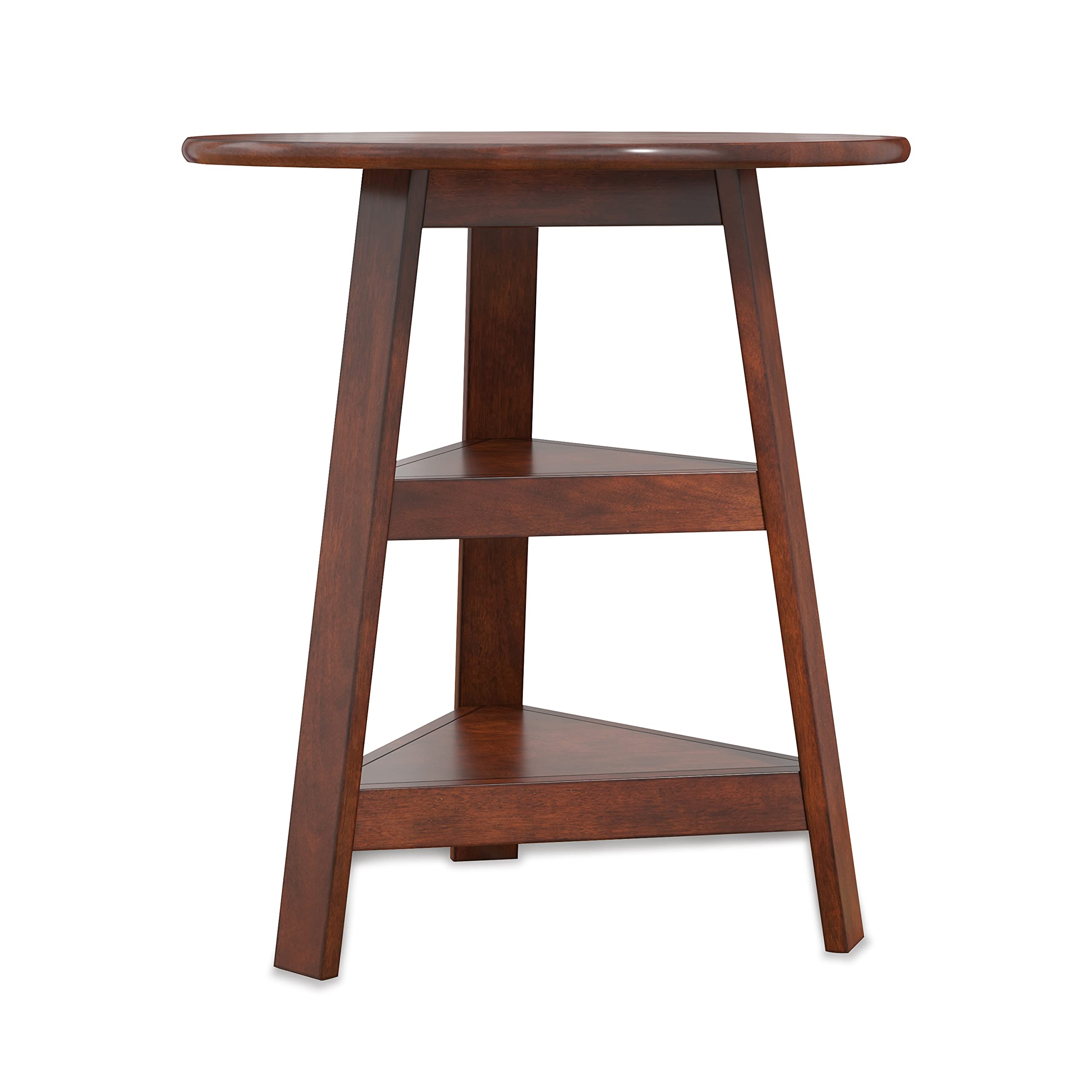 Modern Round Wooden Coffee Table with Two-Tier Shelf - Walnut Sofa Side Table for Living Room, Small Spaces | Perfect for Lounge, Reading Nook & Apartment Decor