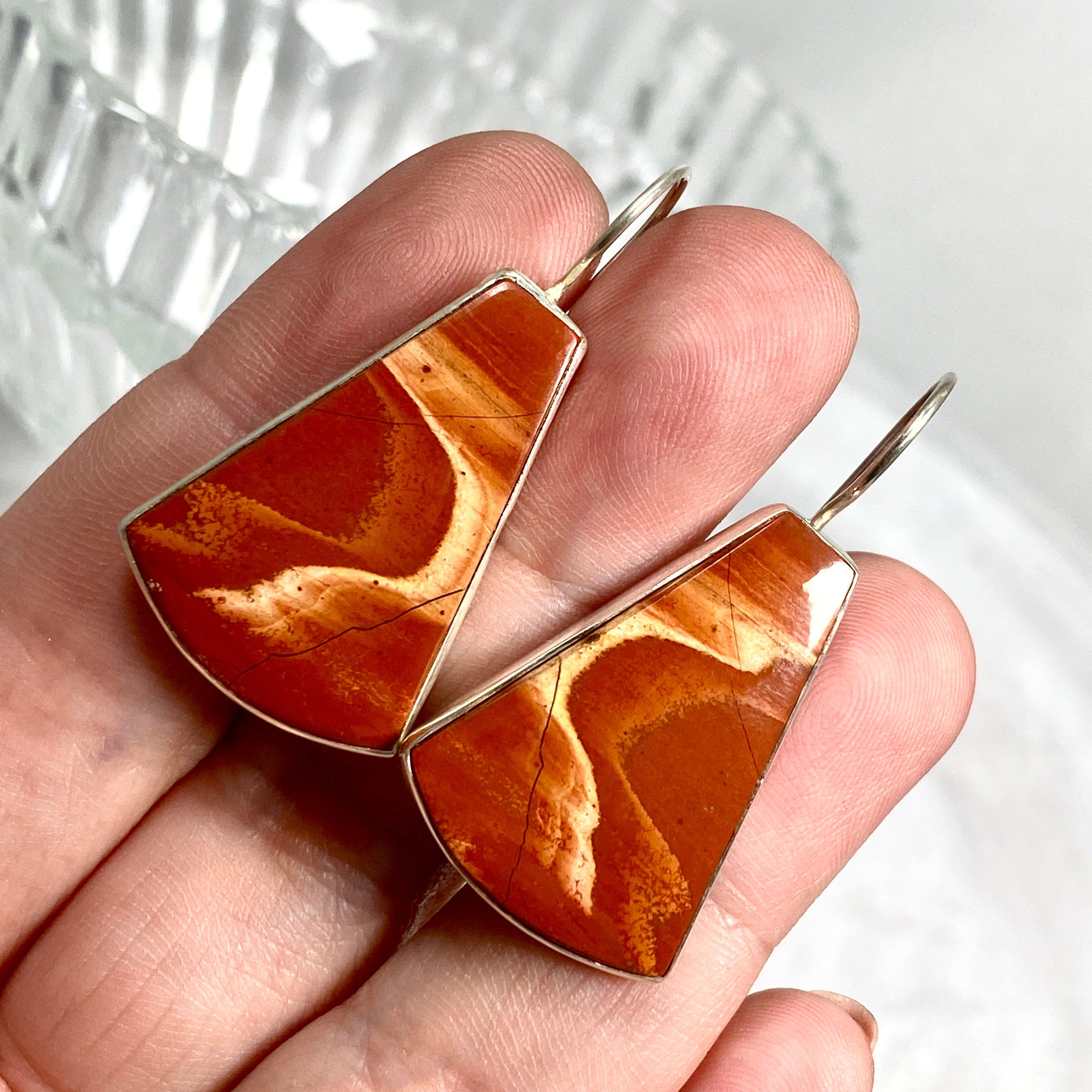 Natural Red Jasper Fixed Hook Earrings KEGJ1247 - Elegant Boho Jewelry for Women, Perfect for Everyday Wear & Special Occasions