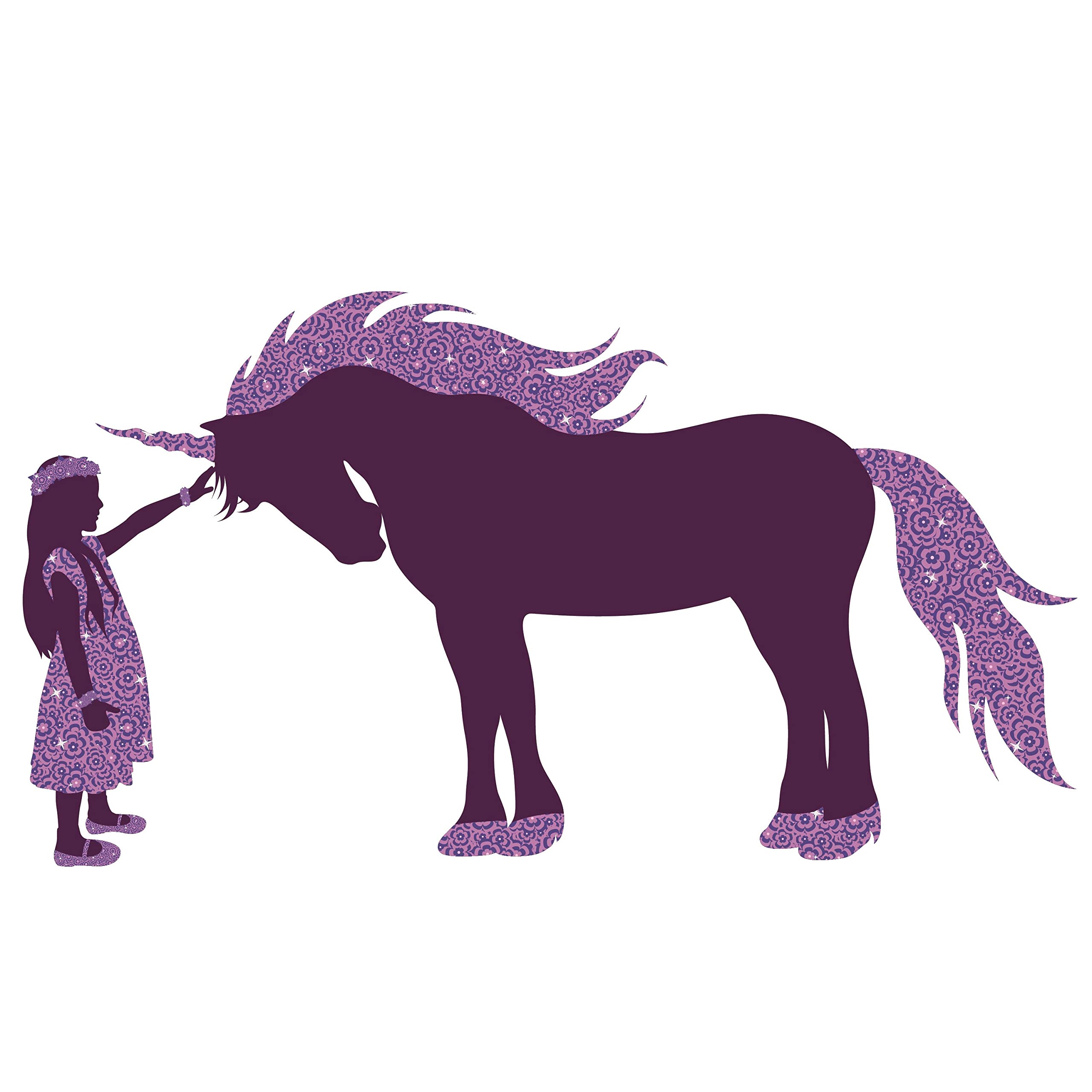 Unicorn Floral Wall Decal - Removable Vinyl Sticker for Girls Room Decor, Easy to Apply Home & Living Room Decoration, 20x10 Inch - Perfect for Kids Bedroom, Nursery, Playroom & Party Decor