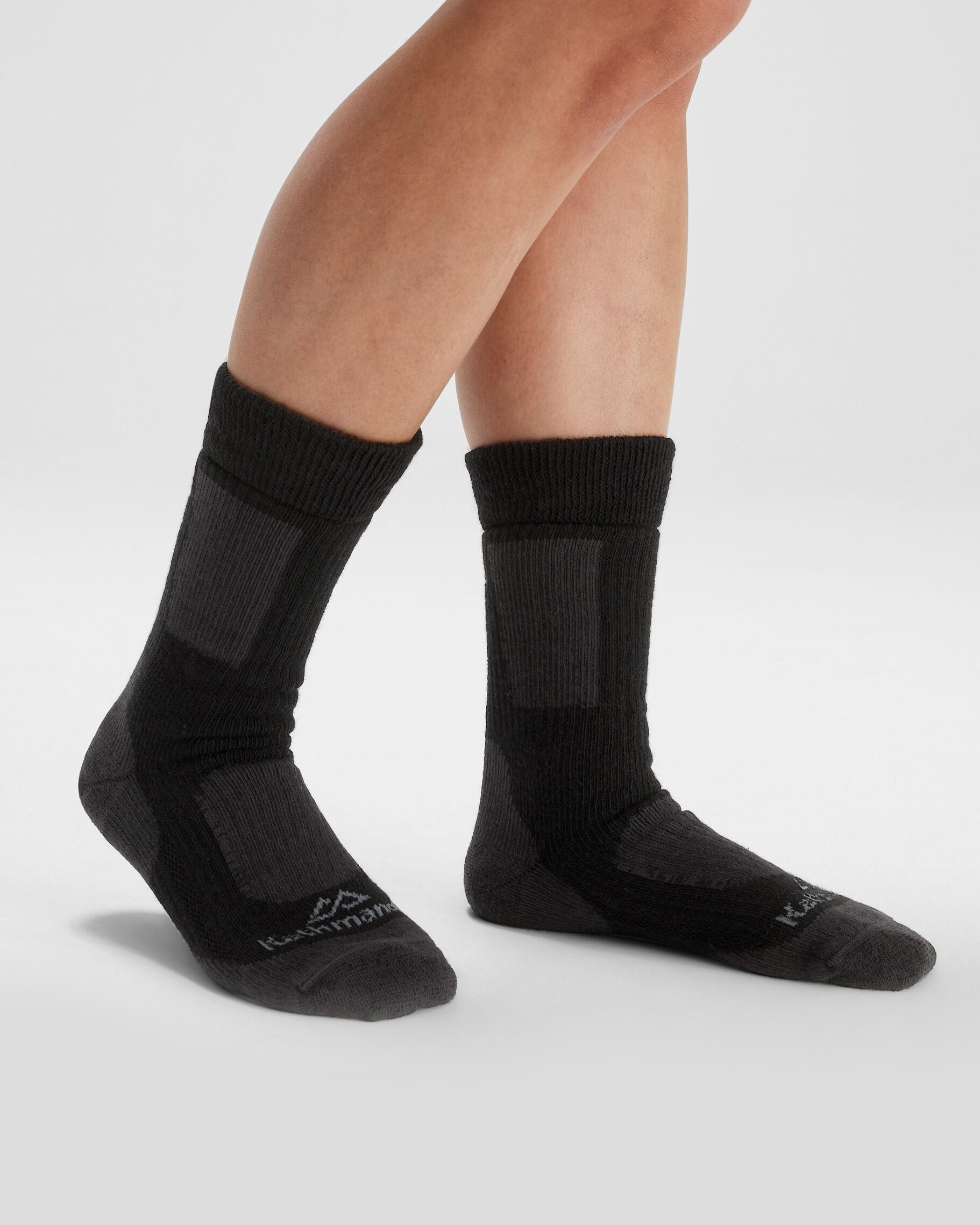 Thermal Socks for Men & Women - 2 Pack Black/Beech - Winter Warm Wool Socks for Hiking, Skiing & Outdoor Activities