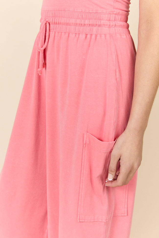 Kind Energy Coral Strapless Knit Jumpsuit for Women - Summer Beachwear & Party Outfit - Comfortable Stretchy Fabric, Flattering Fit - Perfect for Vacations, Weddings & Date Nights
