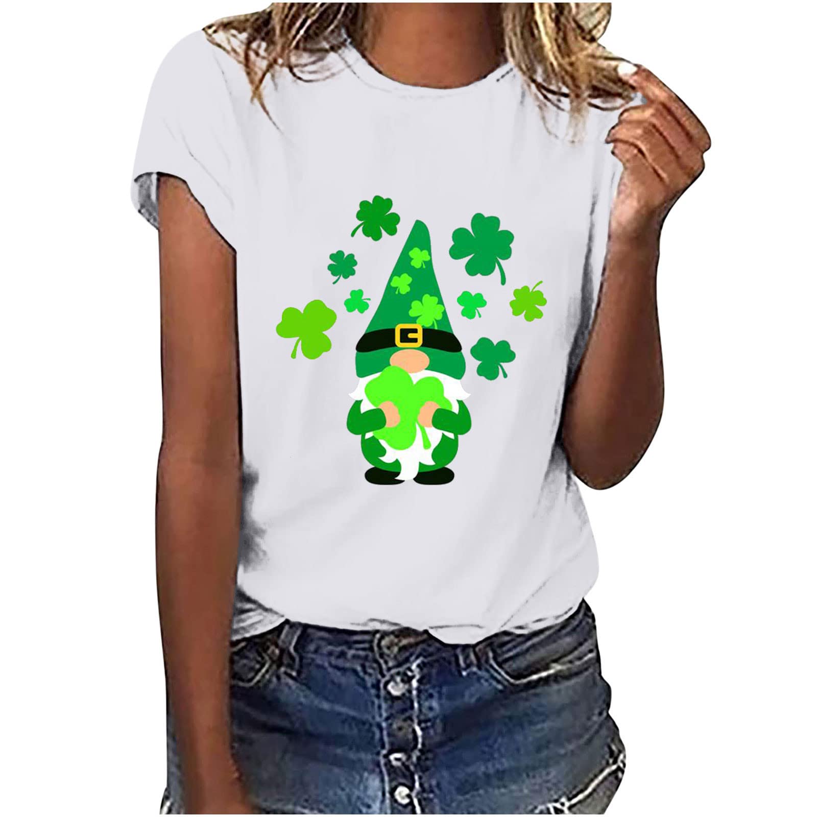 Women's Short Sleeve T-Shirts - Soft Crew Neck Casual Blouses with Gothic Print, Loose Fit Basic Tunic Tee for Everyday Wear, Street Style & Layering