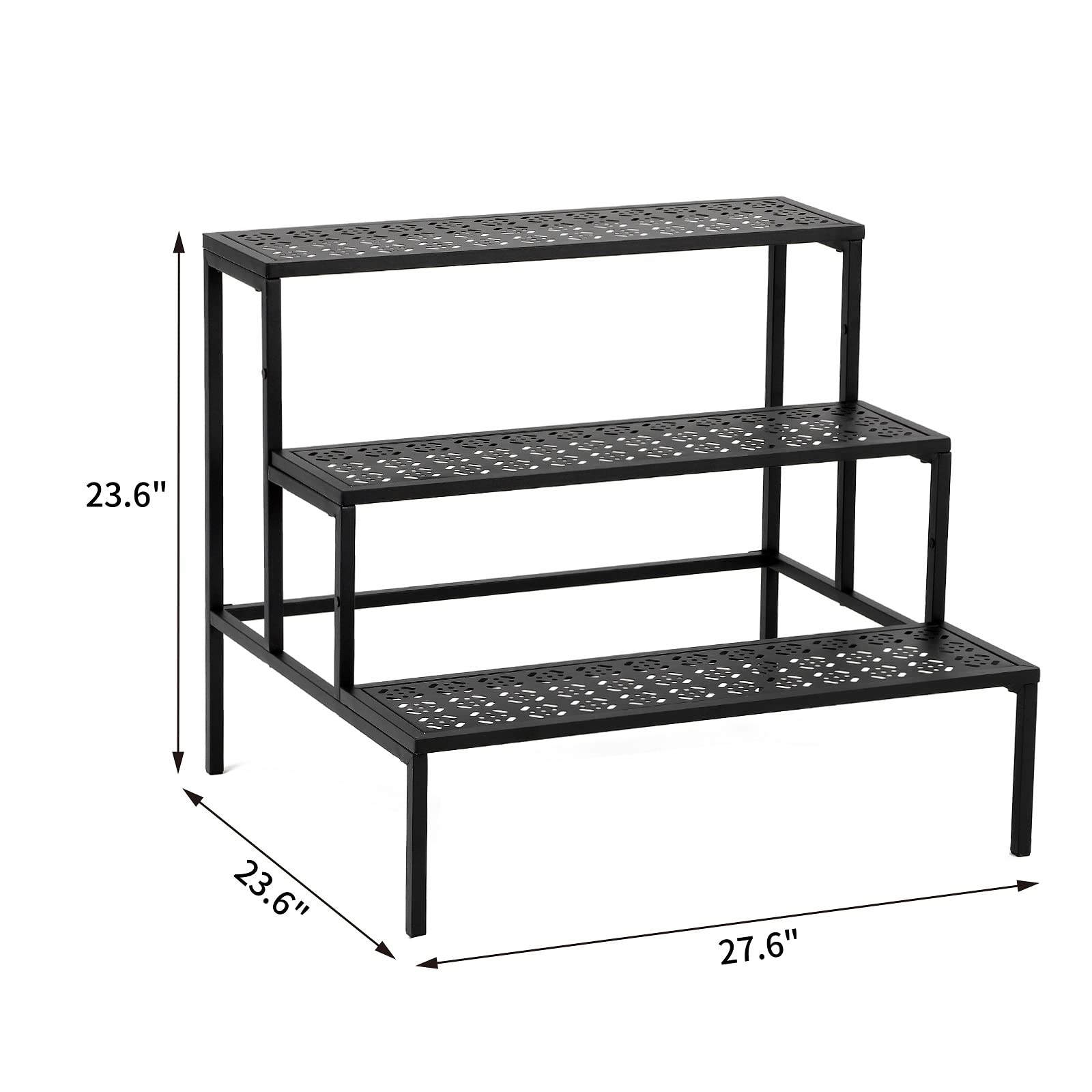3-Tier Metal Plant Stand Indoor Outdoor - Sturdy Tiered Flower Pot Holder, Garden Ladder Shelf for Plants, Succulents & Home Decor | Perfect for Balcony, Patio & Living Room Display