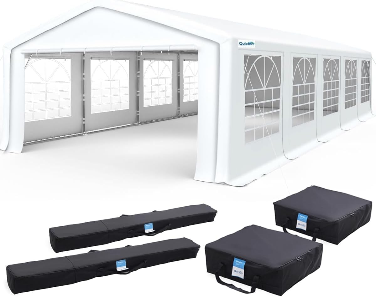 16' x 32' White Party Tent - Large Outdoor Wedding Canopy, Backyard Event Shelter for Birthday Parties, Picnics & Gatherings