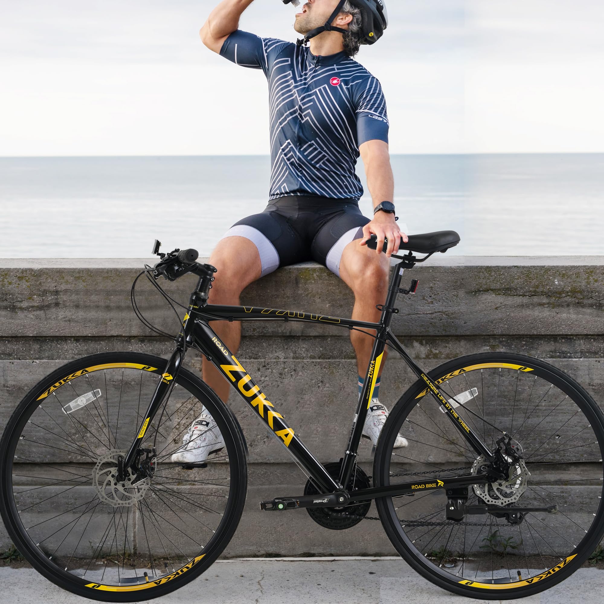**MEGHNA 700C Road Bike - 24-Speed Hybrid Commuter Bike with Dual Disc Brakes for Men & Women - Perfect for City Riding, Fitness & Daily Commutes**