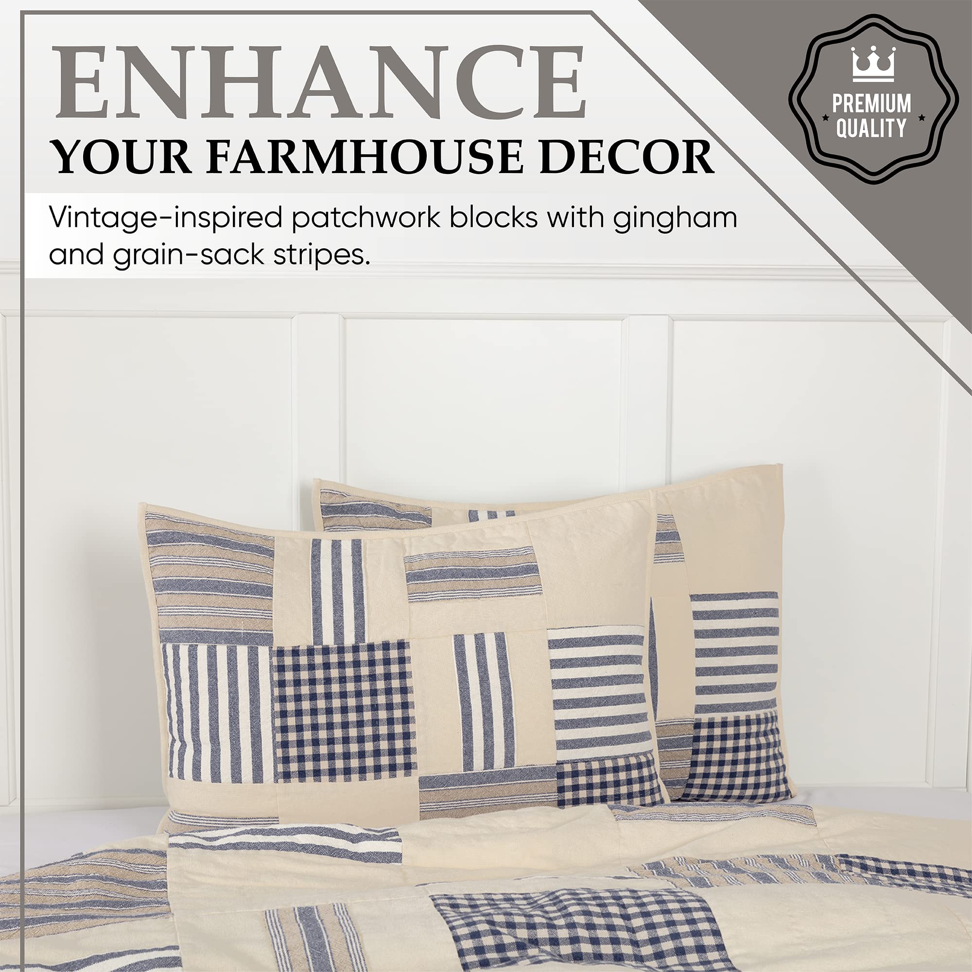 Reversible 100% Cotton Twin Quilt - Patchwork Floral & Gingham Check Design for Boho & Farmhouse Bedrooms | 86x68 Inch | Perfect for Guest Rooms, Dorm Decor & Cozy Bedding