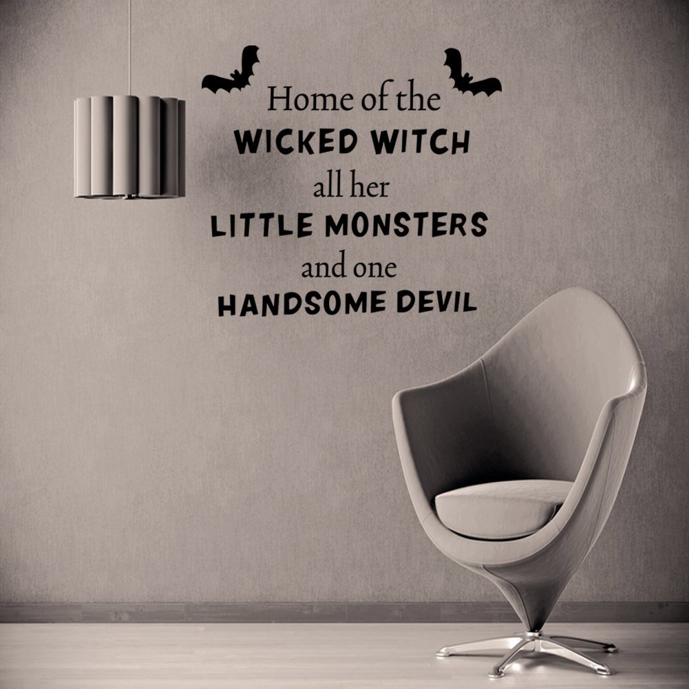 Halloween Wall Decals - Wicked Witch, Monsters & Devil Vinyl Stickers (22x19 in) | Removable Halloween Party Decor for Home, Office & Classroom