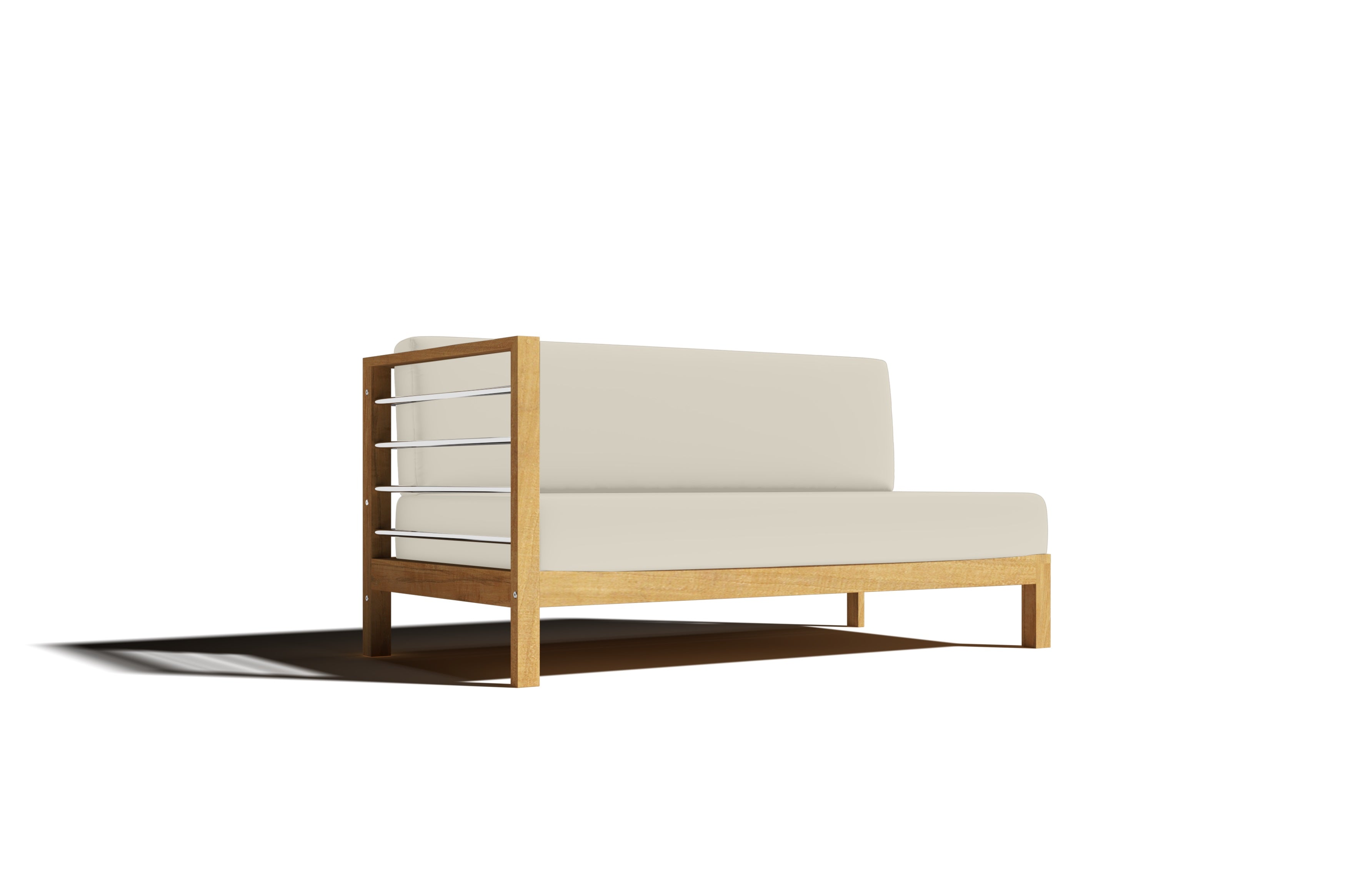 Premium Leon Teak Outdoor Sectional Left Sofa with Sunbrella Canvas Cushion - Weather-Resistant Patio Furniture for Garden, Poolside & Backyard Relaxation