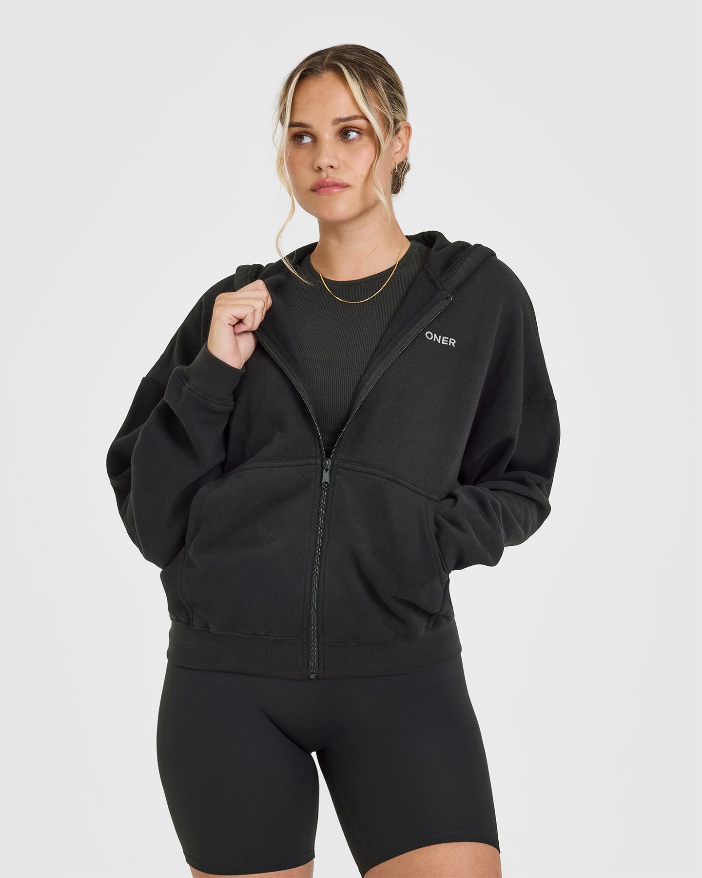 Mid Weight Zip Through Hoodie - Soft Black Fleece Pullover for Men & Women | Cozy Casual Wear for Outdoor Activities & Lounge
