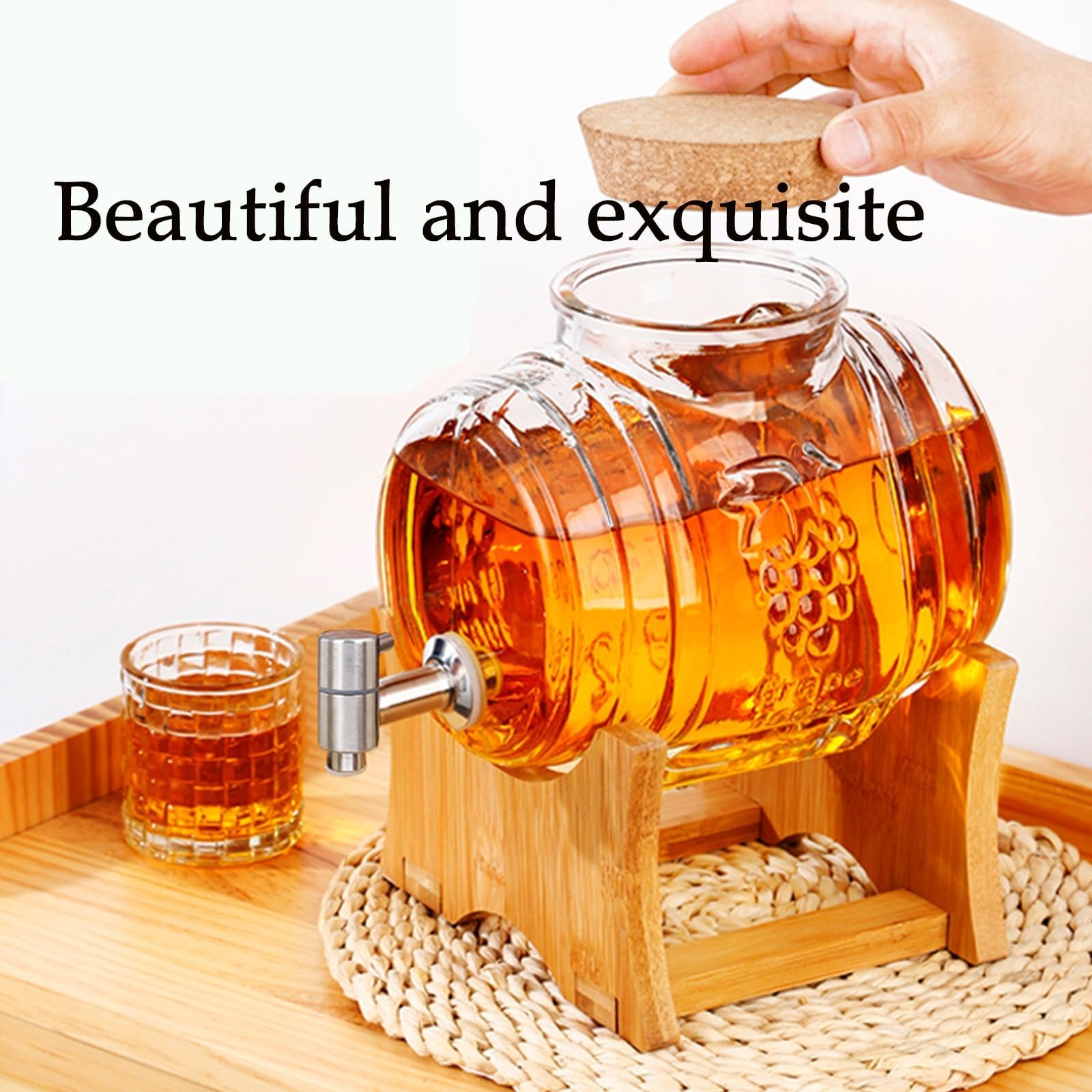 Glass Beverage Dispenser with Spigot & Stand - 3L/5L Iced Drink Dispenser for Parties, Events & Home Use - Cold Drink Pitcher for Lemonade, Iced Tea & Cocktails - Perfect for BBQs, Weddings & Outdoor Gatherings