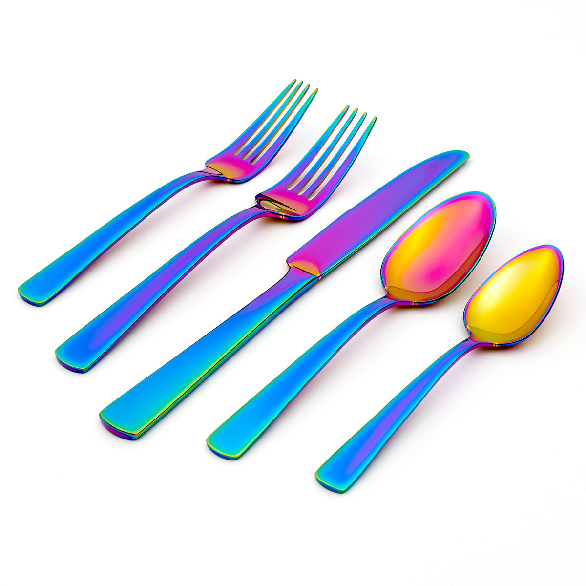 Aptitude 23-Piece Iridescent Mirror Flatware Set - Elegant Stainless Steel Cutlery for Dining, Parties, and Special Occasions