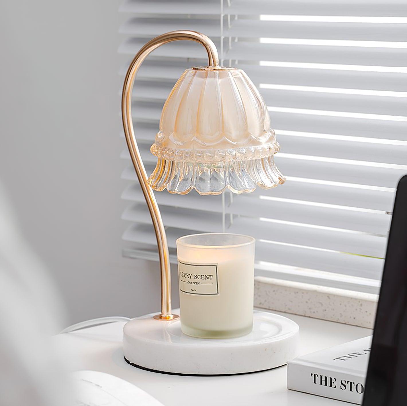 Lily Marble Warmer Table Lamp - Elegant Aromatherapy Diffuser for Home, Office & Spa - Perfect for Relaxation, Meditation & Mood Lighting