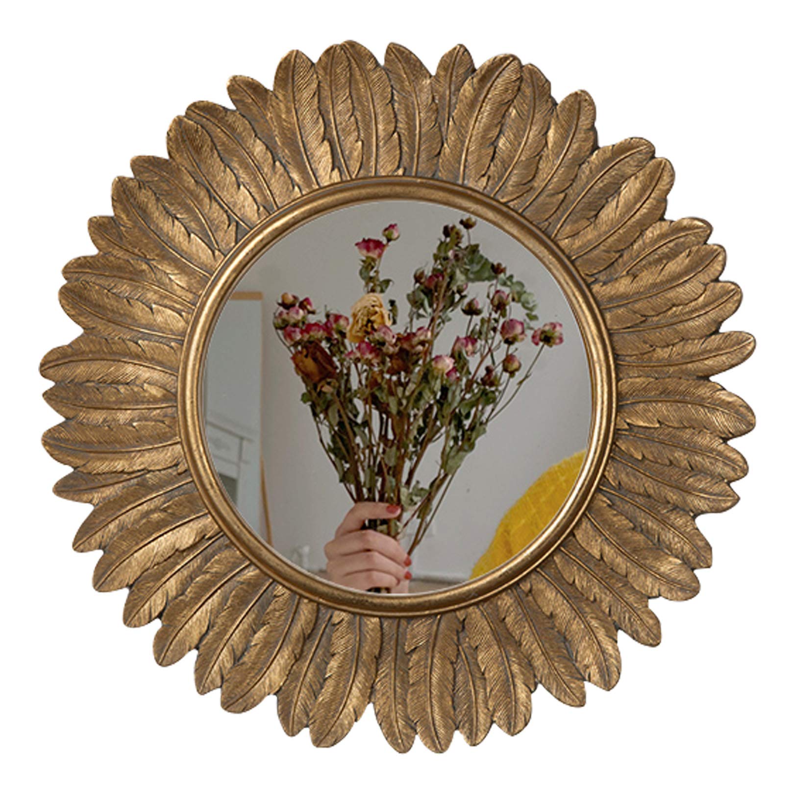 Round Wall Mounted Makeup Mirror with Plastic Frame - Bathroom Vanity Mirror & Decorative Wall Mirror for Entryway, Living Room, Bedroom, Hallway (Perfect for Makeup Application & Home Decor)