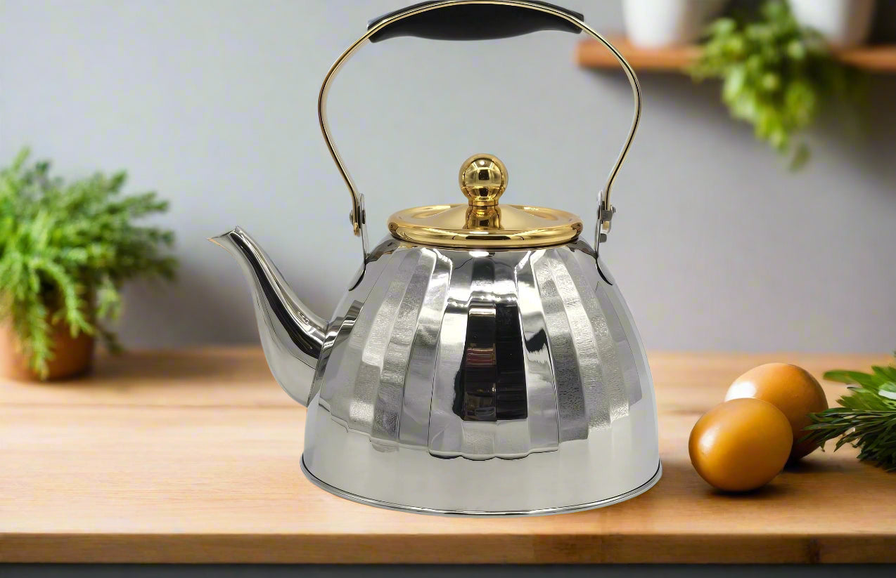2L Stainless Steel Tea Kettle with Whistle - Fast Boiling Water Pot for Stovetop - Perfect for Home, Office & Camping Use