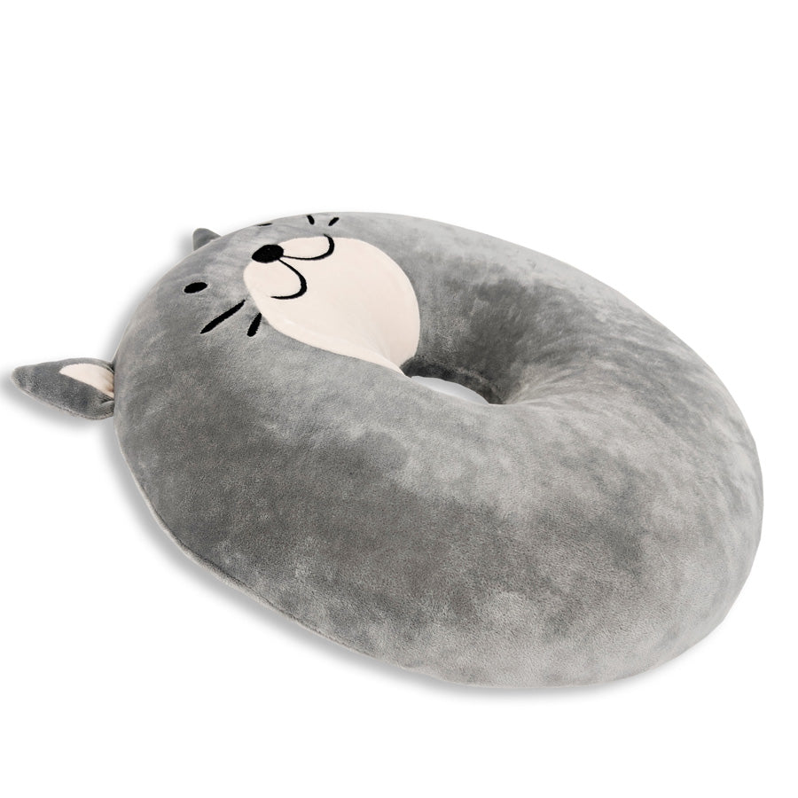 Memory Foam Donut Cat Themed Pillow - Crunches The Cat Plush Cushion for Neck Support, Back Pain Relief & Home Decor | Perfect for Anime Fans, Cat Lovers & Office Comfort