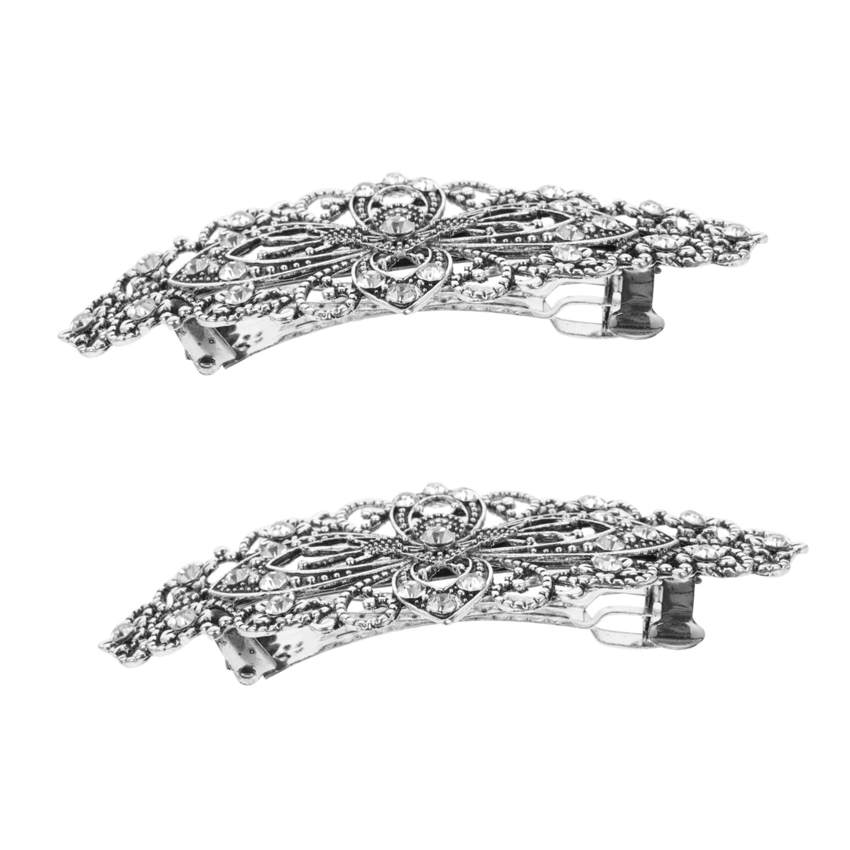 Vintage Floral Rhinestone Hair Clips 2pcs - Wedding Hair Jewelry & Barrettes for Brides, Girls, Styling Tools - Elegant Alloy Hair Accessories for Parties, Prom, Special Occasions