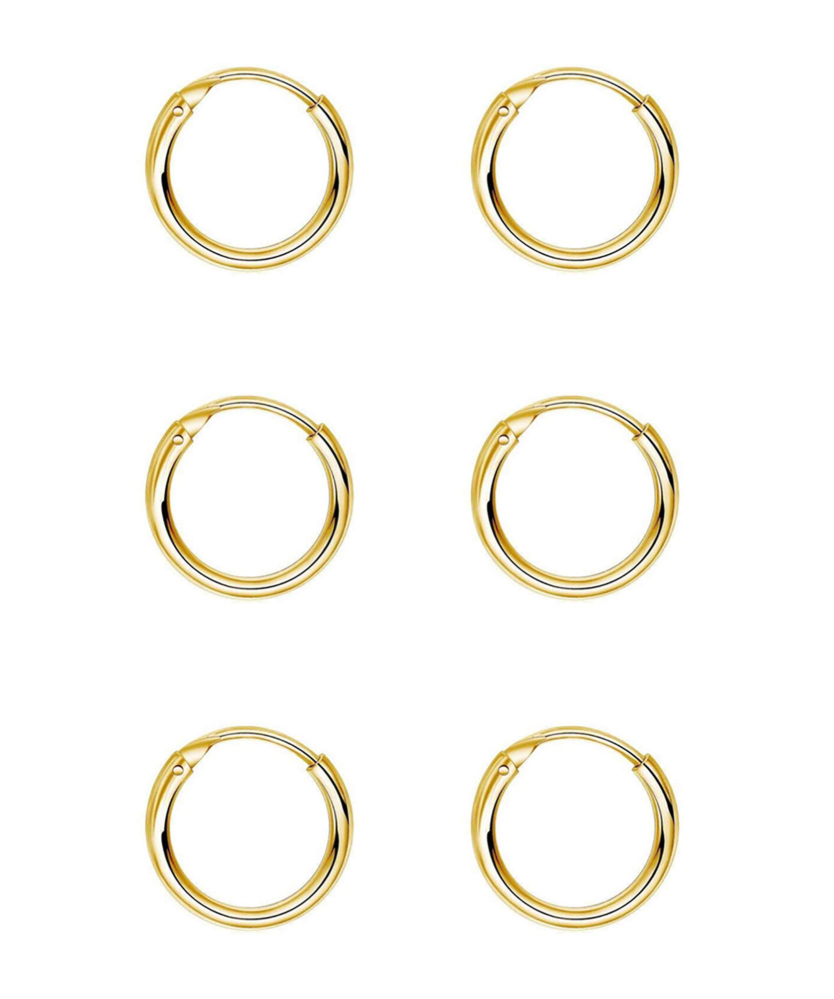 EPIRORA 925 Sterling Silver Hoop Earrings Set - 3 Pairs Small Cartilage Hoops for Women & Men | Hypoallergenic Tragus, Nose & Lip Rings | Perfect for Everyday Wear, Gifts & Body Piercing Jewelry