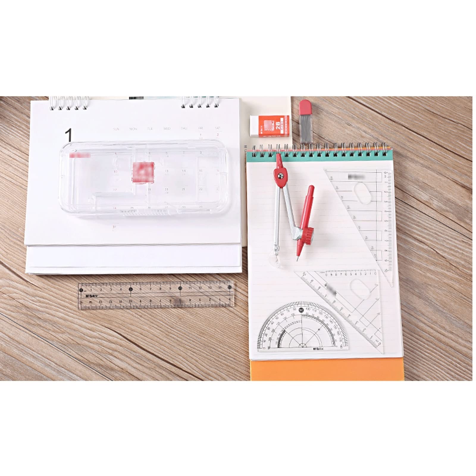 7-Piece Metal Drafting Compass Set for Drawing, Math & Geometry - Precision School & Office Supplies for Students, Engineers & Carpenters (Red) - Perfect for Technical Drawings, Woodworking & Classroom Projects