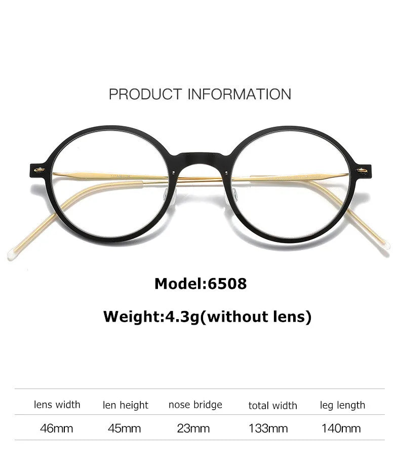 Aimee Unisex Full Rim Oval Screwless Titanium Acetate Eyeglasses Frame 6508 - Lightweight Durable Glasses for Work, Reading & Fashion