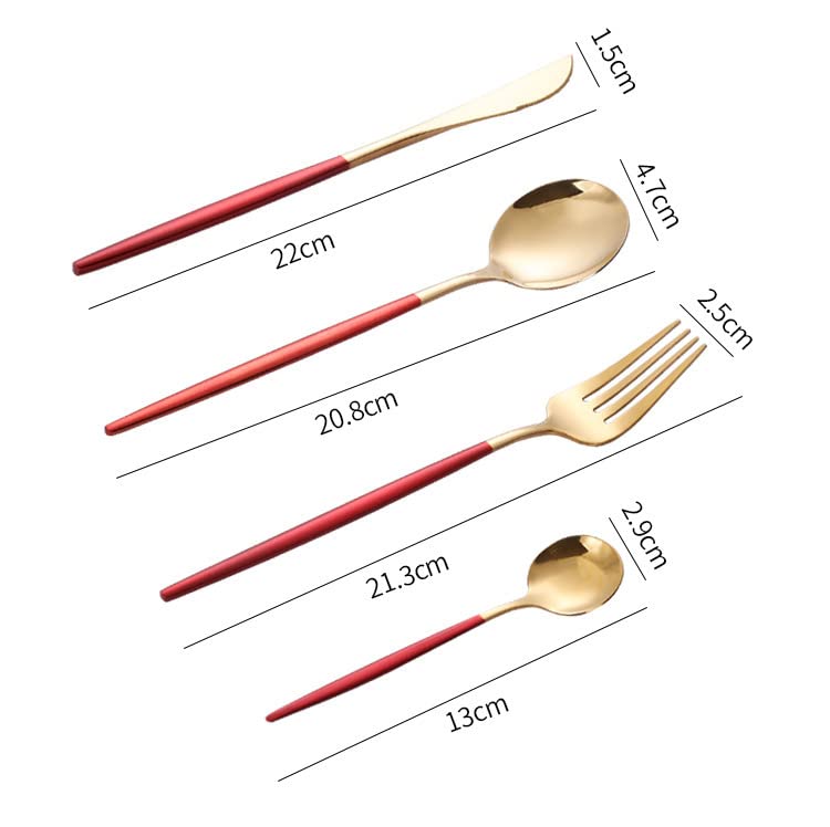 Premium Stainless Steel Knife Fork Spoon 4-Piece Tableware Set - Elegant Steak Cutlery Gift Box in Silver for Fine Dining, Wedding Gifts & Home Entertaining