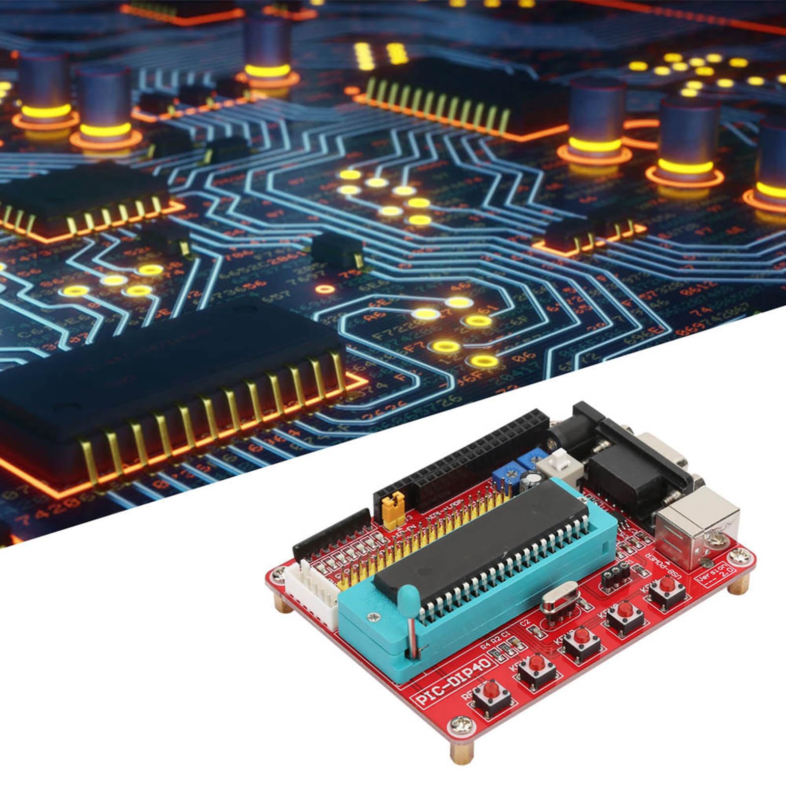 PIC16F877A Microcontroller Learning Board with RS232 Interface - Starter Kit for Electronics & Programming Projects | Ideal for STEM Education, DIY Robotics & Embedded Systems Development