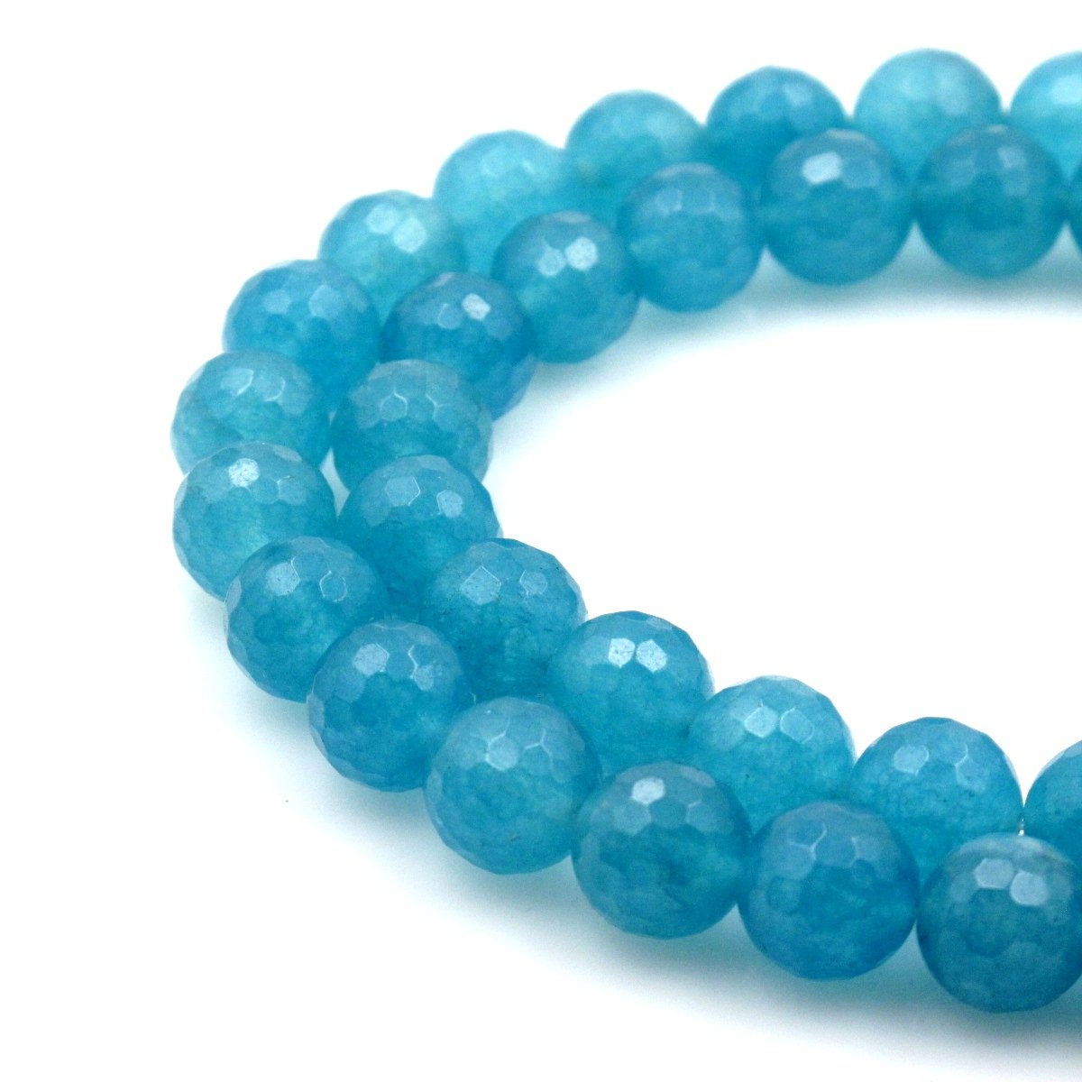 Faceted Aquamarine Sponge Quartz Gemstone Round Loose Beads - 10mm, 35pcs/Strand (15.5 inch) for DIY Jewelry Making, Bracelets, Necklaces & Craft Projects