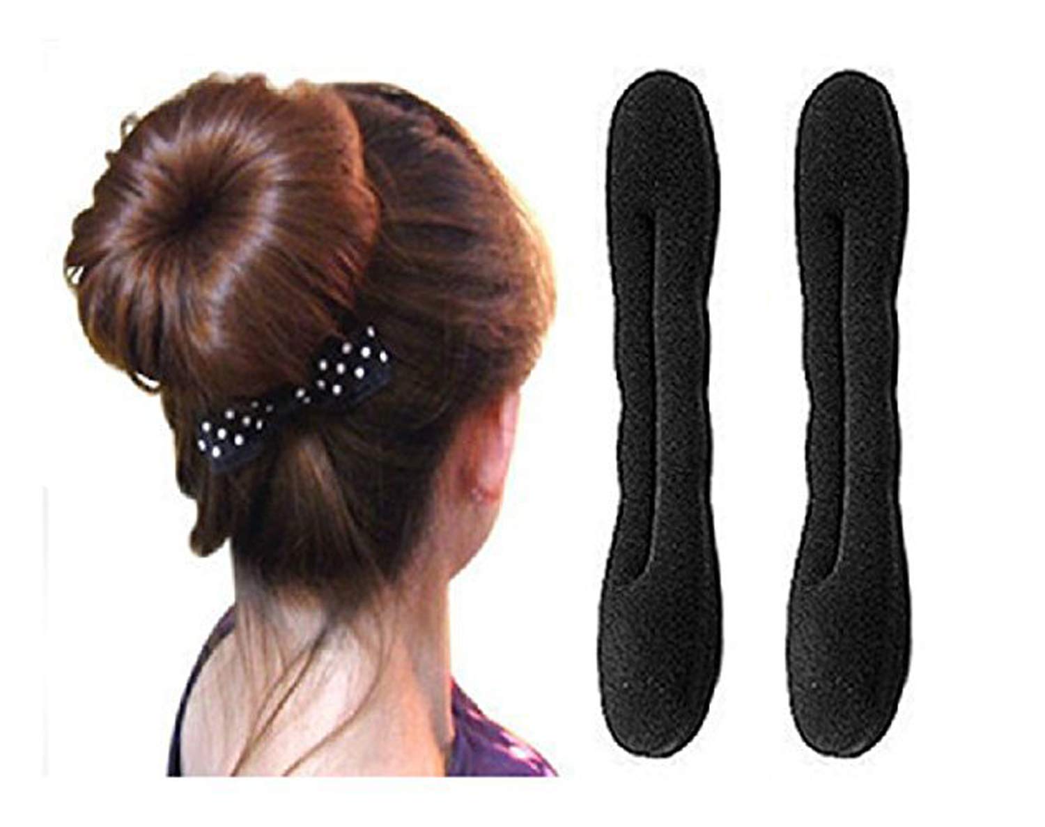 Kabello Set of 2 Banana Donut Hair Stylers for Women & Girls - Hair Styling Accessories for Ponytails, Buns & Updos - Perfect for School, Work & Special Occasions