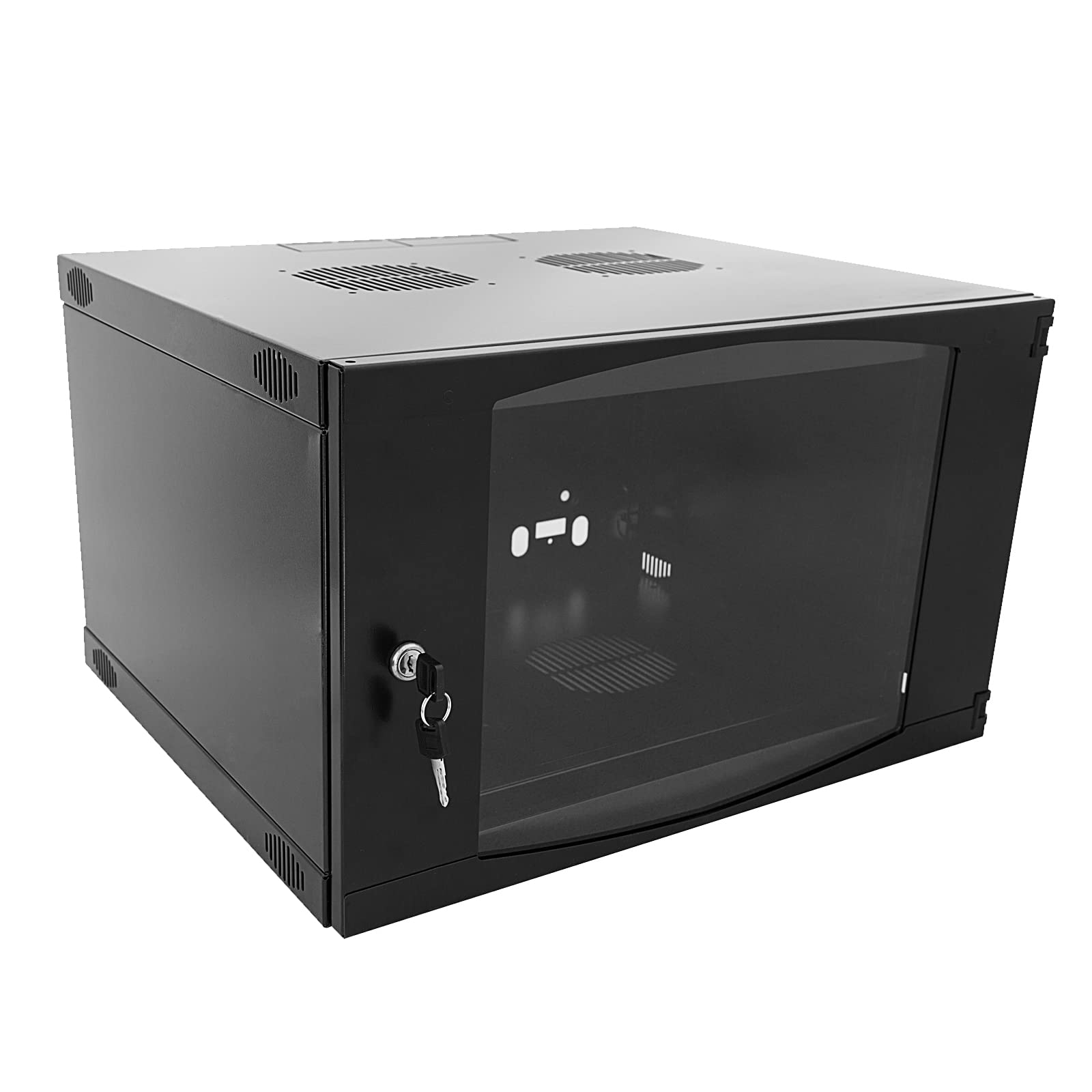 9U Wall Mount Network Server Cabinet Rack Enclosure - 450mm Deep with Plexiglass Door Lock & Cantilever Shelf | Ideal for Home Office, Data Centers & IT Closets | Durable Steel Construction for Secure Equipment Storage