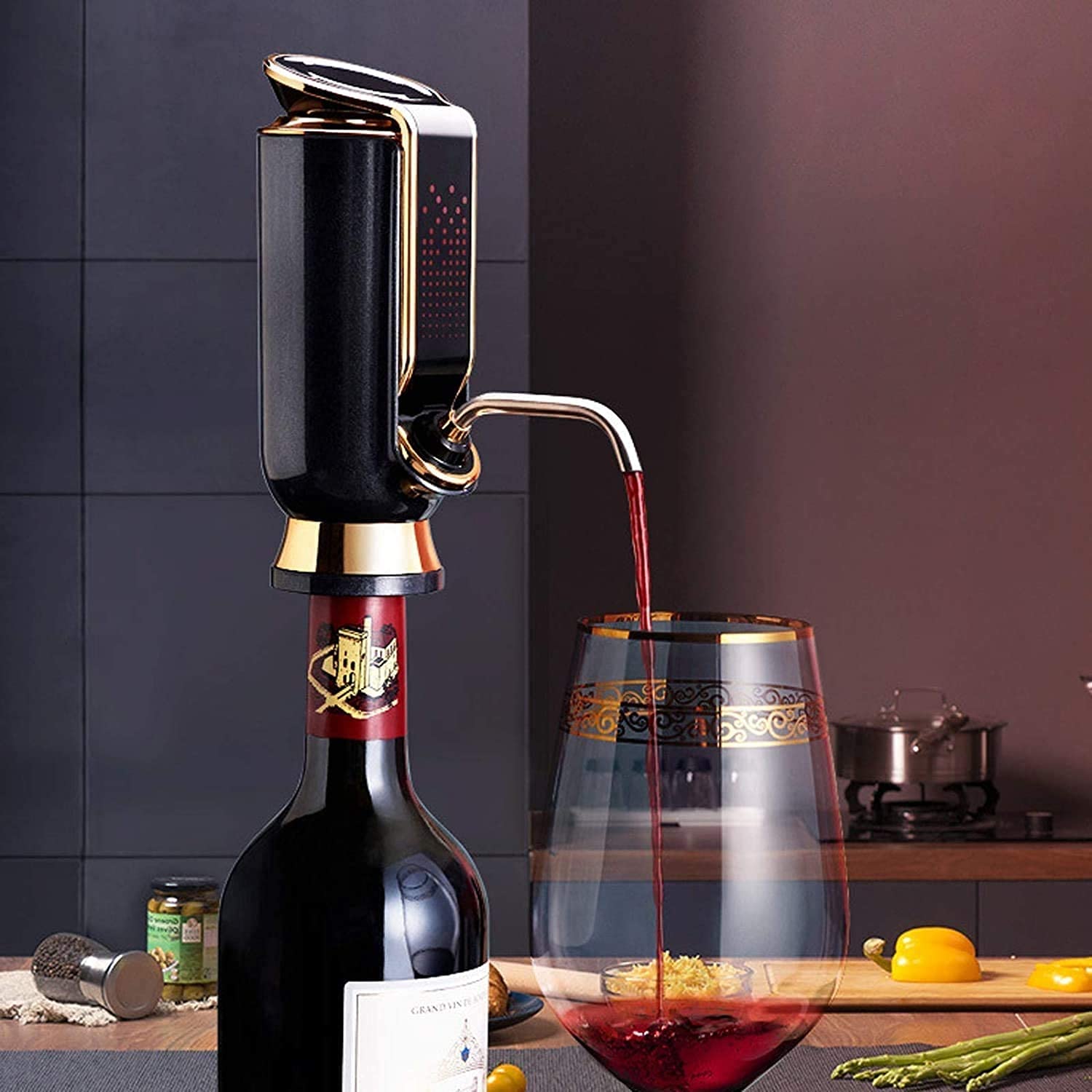 Electric Wine Aerator - Automatic Wine Decanter Pump with One-Touch Operation | Portable Wine Oxygenator for Red & White Wines | Perfect Gift for Wine Lovers & Home Use | Dinner Parties, Wine Tastings & Romantic Evenings