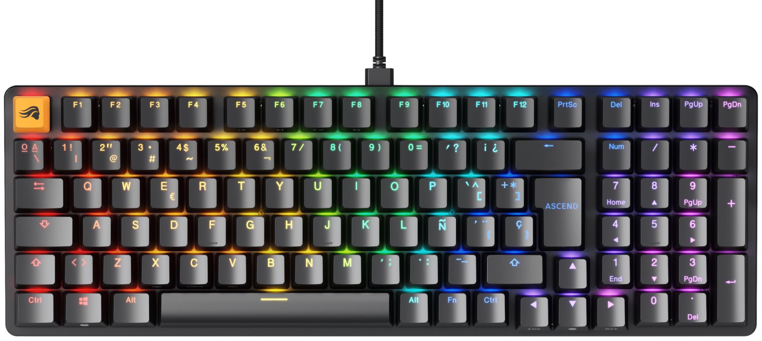 Glorious GMMK 2 Full Size (96%) Mechanical Gaming Keyboard - Aluminum Frame, Hot-Swappable, Double-Shot Keycaps, Glorious Fox Switches, RGB Backlit, QWERTY Spanish Layout - Black | Perfect for Esports, Streaming & Office Work