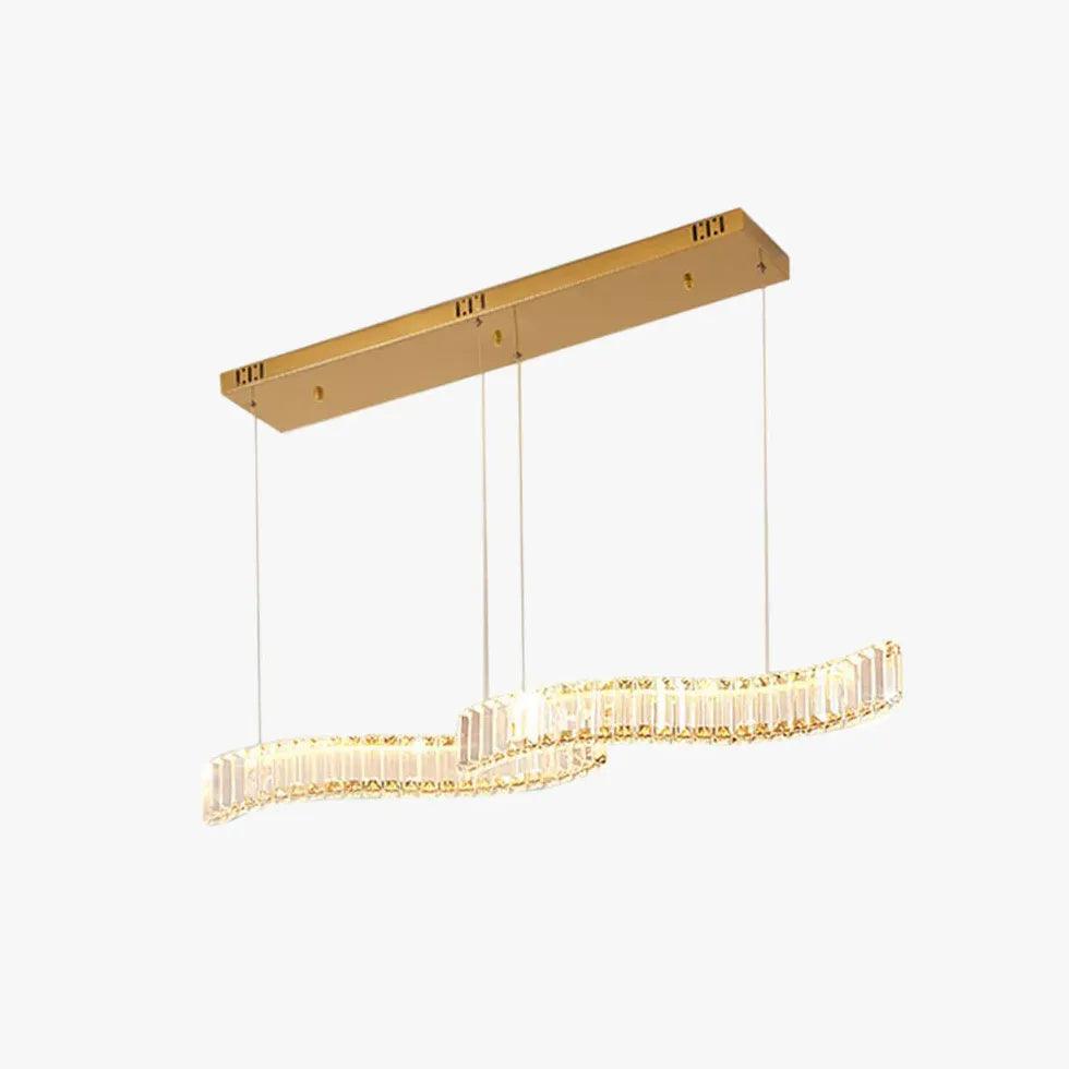 Modern Two Wave Crystal Pendant Light - Elegant Dining Room Chandelier for Kitchen Island, Breakfast Nook & Entryway Lighting