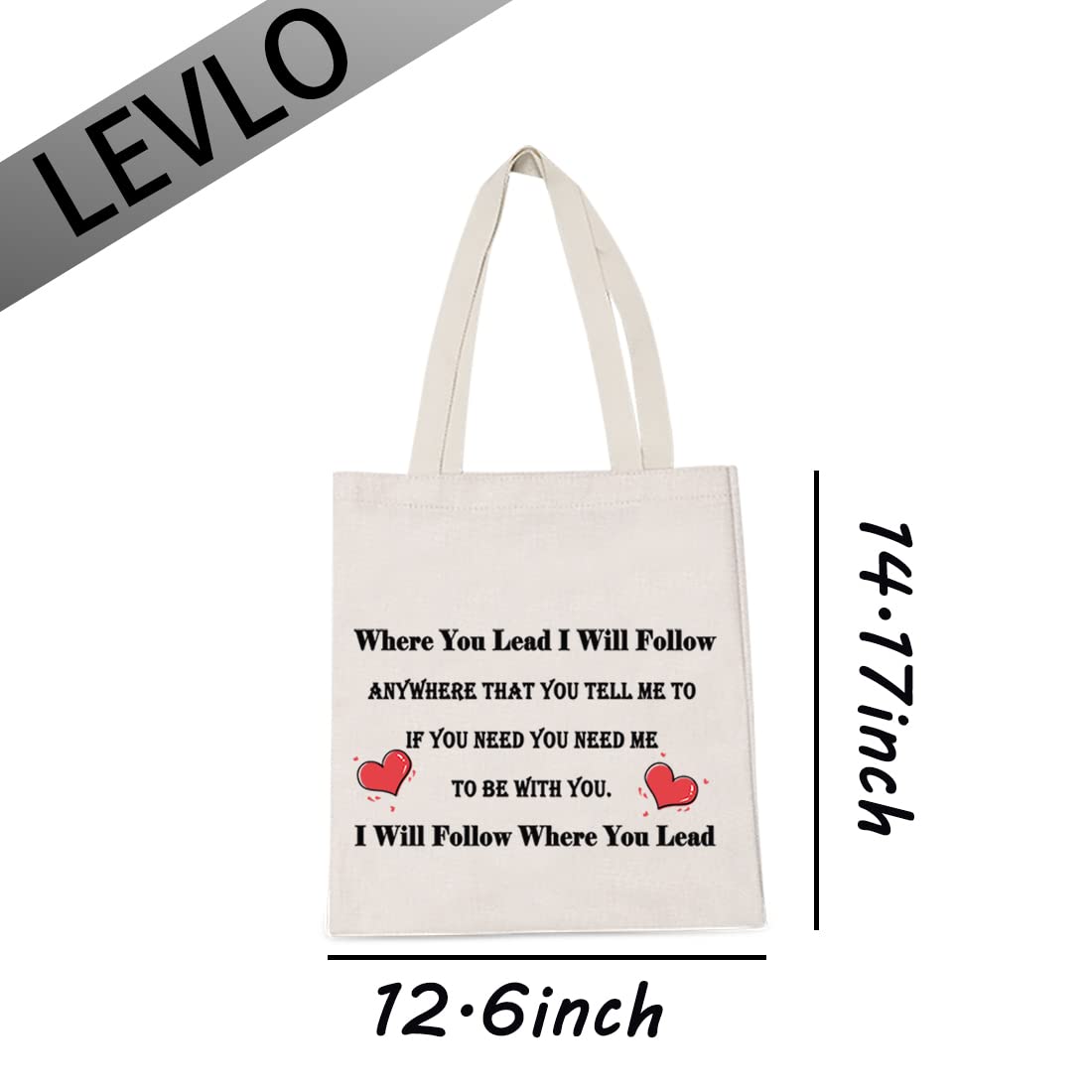 LEVLO Mother Daughter Gift Set - 'Where You Lead I Will Follow' Tote Bags for Best Friends | Matching Friendship Shopping Bags for Women | Perfect for Mother's Day, Birthdays & Special Occasions