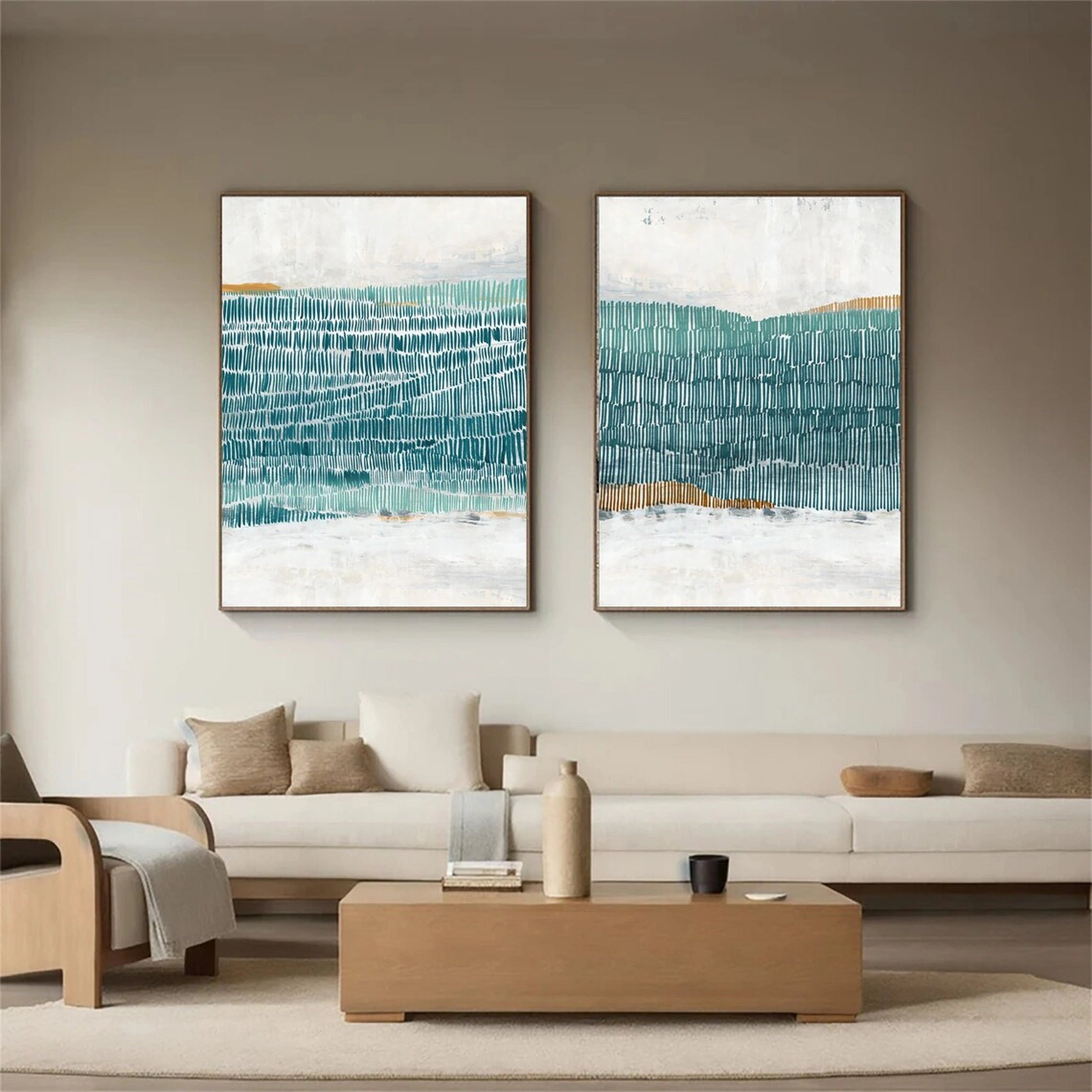 Abstract Tranquility Set of 2 Modern Canvas Wall Art - Minimalist Home Decor for Living Room, Bedroom & Office - #WS121