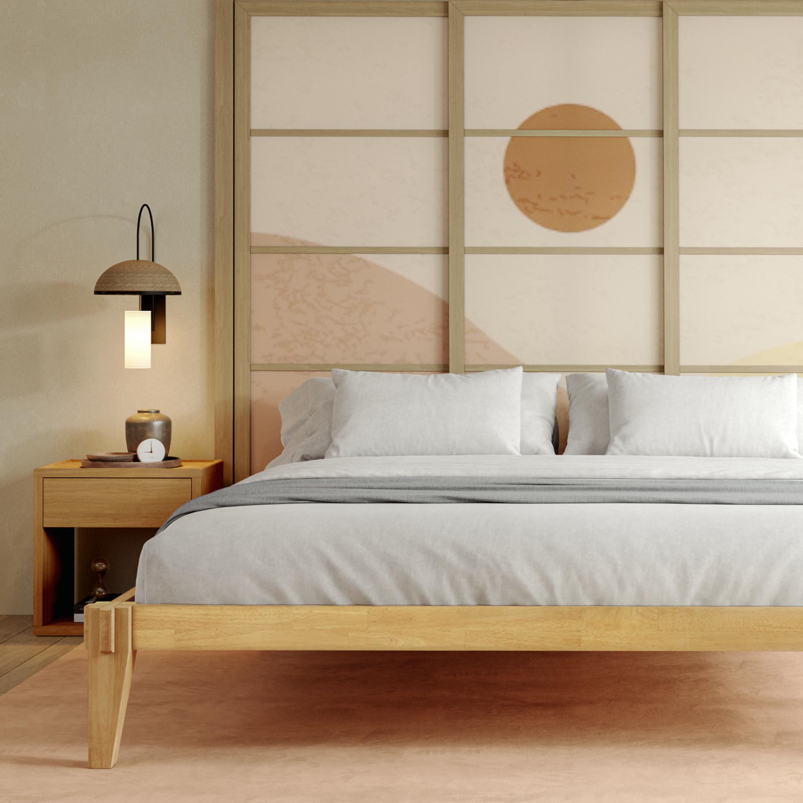 Bme Chalipa Twin Bed Frame - 14 Inch Acacia Wood Platform Bed with Slat Support, Japanese Joinery Design | No Box Spring Needed | Easy Assembly | Minimalist Modern Bohemian Style Bedroom Furniture | Perfect for Small Spaces, Guest Rooms & Kids' Rooms