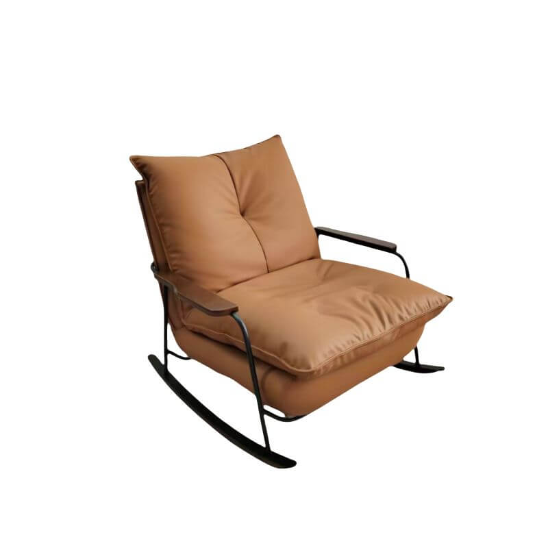 Premium Upholstered Rocking Chair with Padded Track Arms - Comfortable Nursery Glider for Breastfeeding & Living Room Relaxation