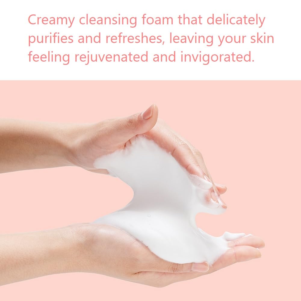 WELCOS KWAILNARA Peach Milk Facial Cleansing Foam - 120ml / 4.06 Fl.oz - Gentle Daily Face Wash for Soft, Hydrated Skin - Perfect for Morning & Night Skincare Routine