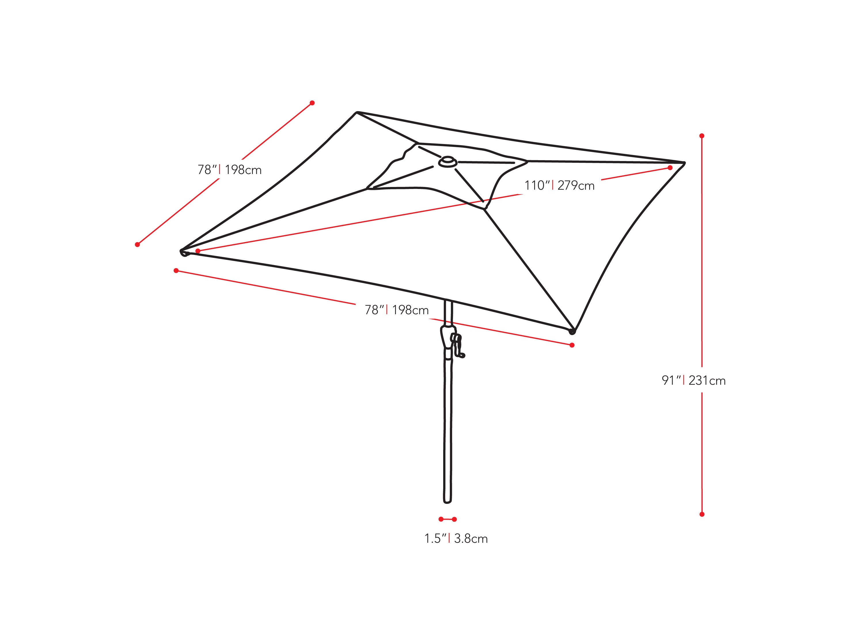 9ft Square Turquoise Patio Umbrella - UV Protection Outdoor Market Umbrella for Poolside, Beach, Backyard & Patio Furniture