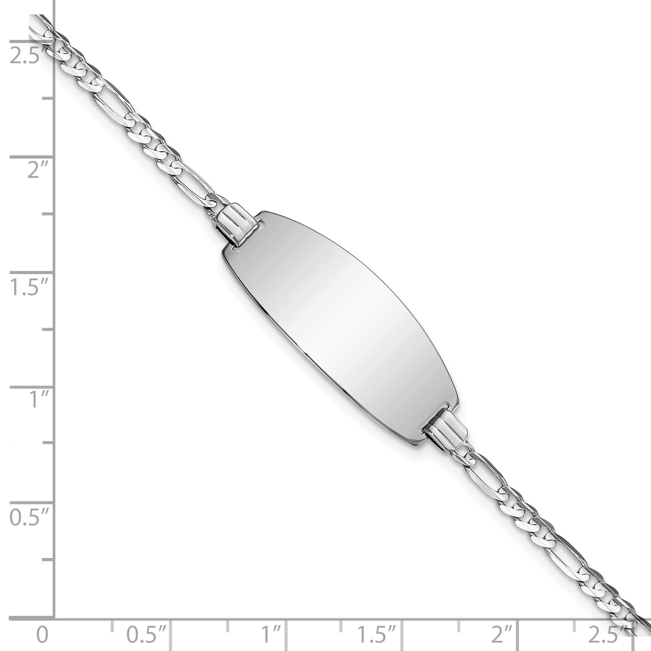 14K White Gold Oval Figaro ID Bracelet & Anklet Chain - 7