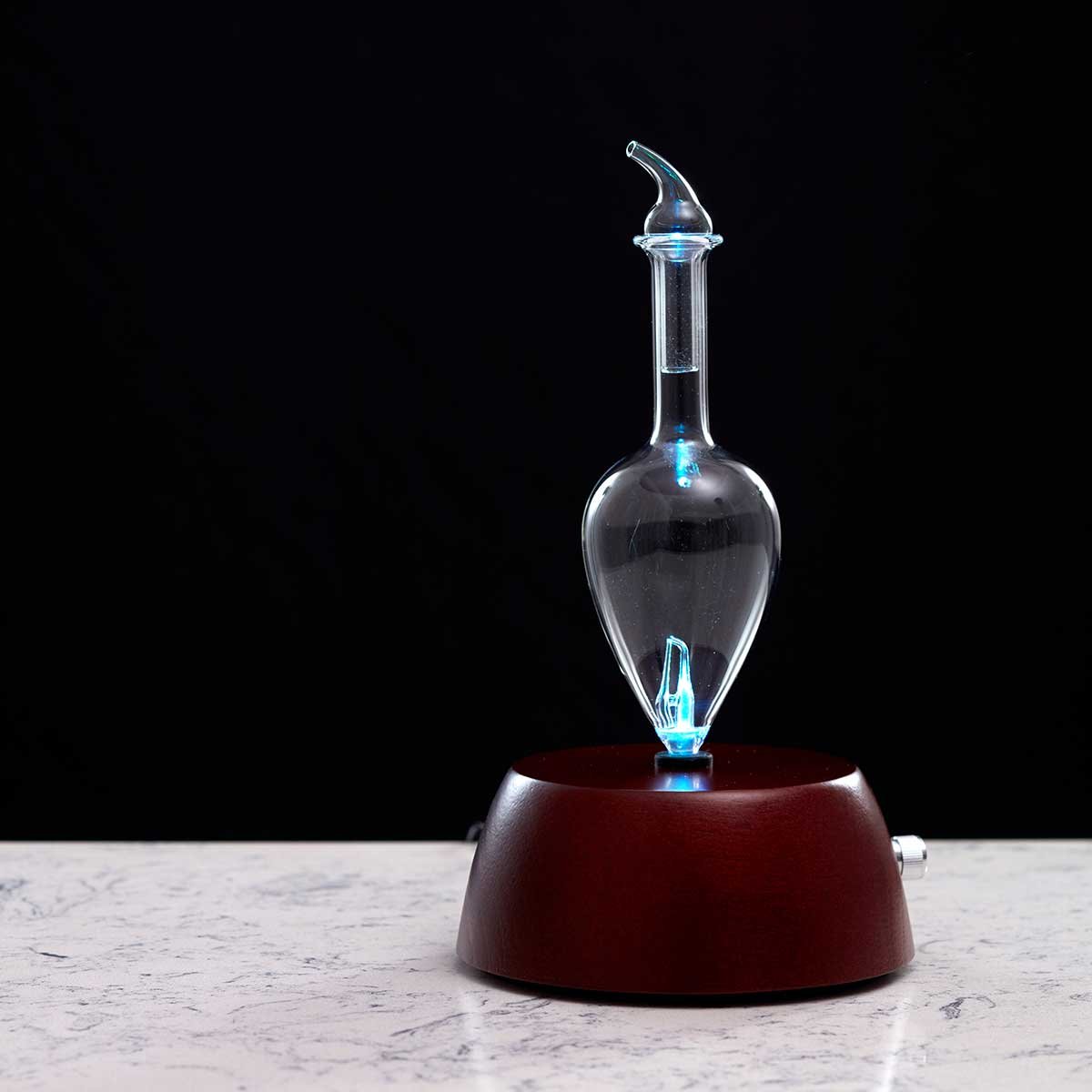 Premium Aromatherapy Essential Oil Diffuser with Dark Wood Base & Glass Top - Ultrasonic Nebulizing for Home, Office, Spa & Yoga Studio Relaxation